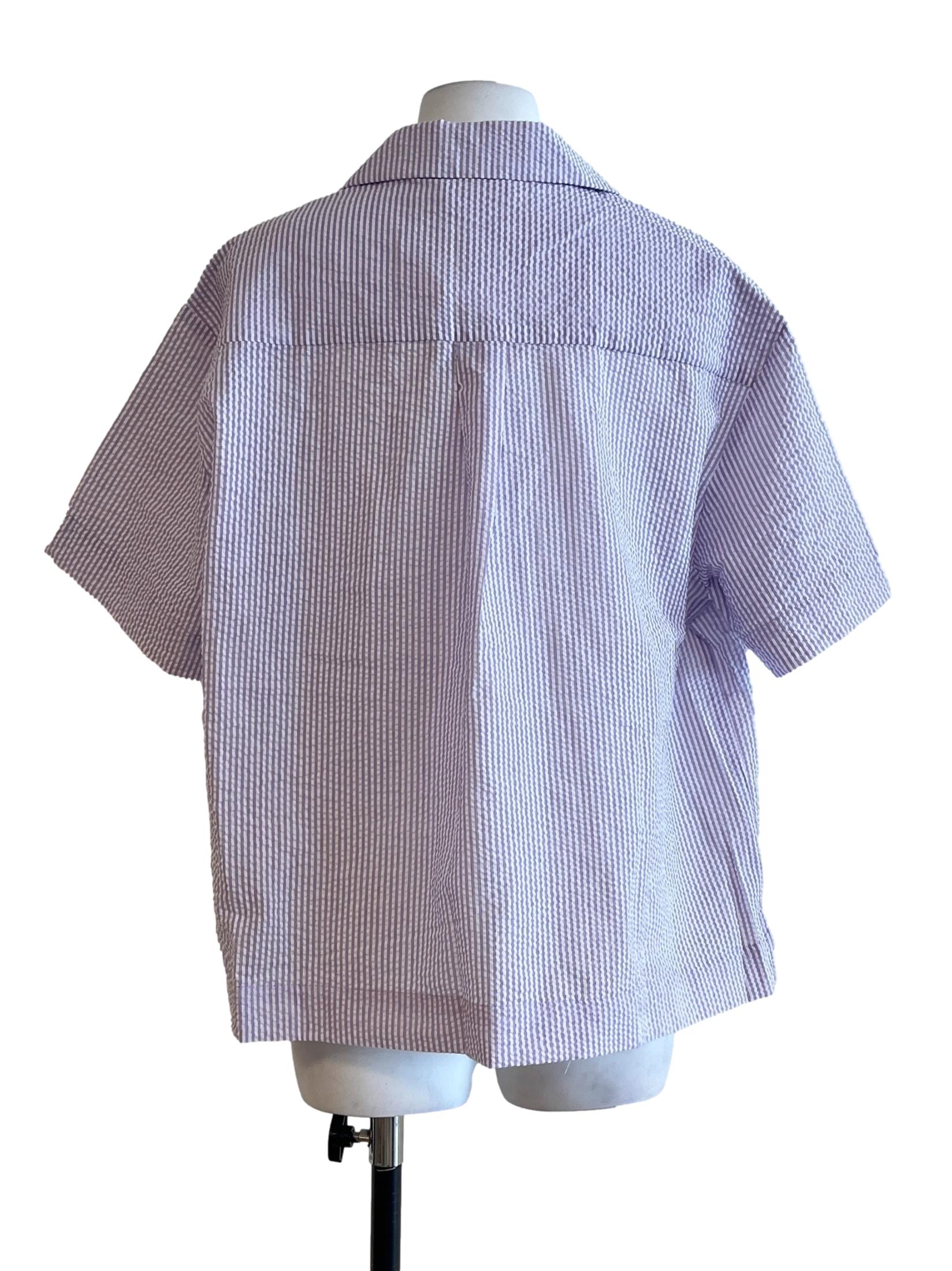 Lavender Purple Stripe Short Sleeve Top