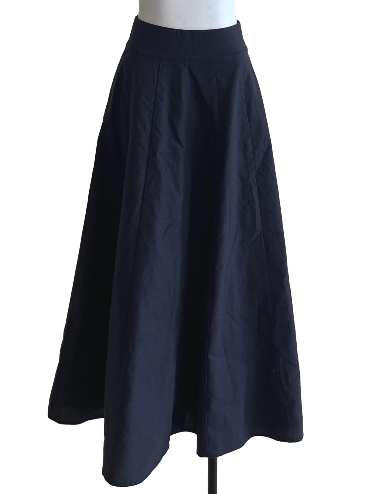 Navy Blue High-Waisted A-Line Skirt