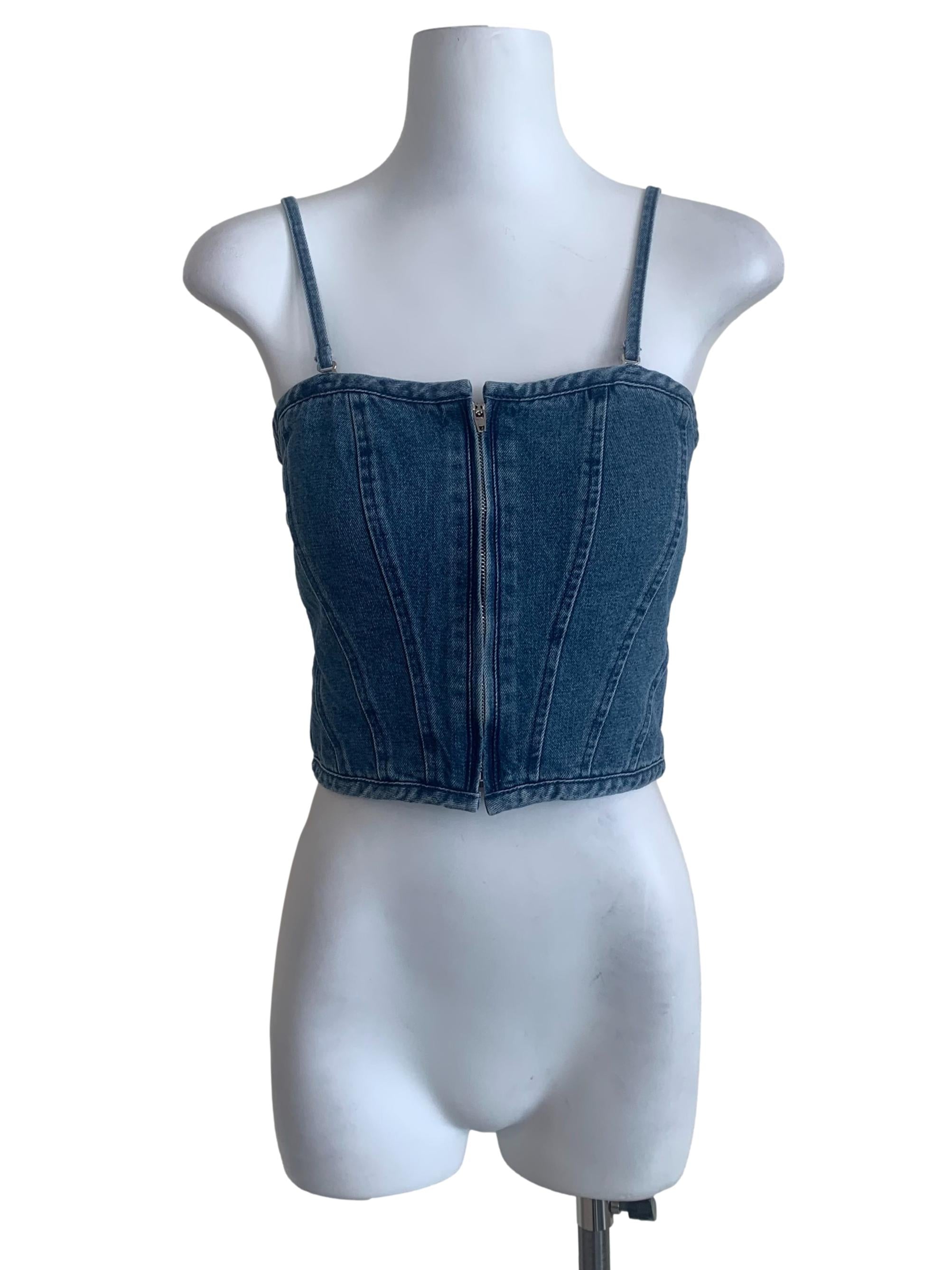 Denim Blue Spaghetti Strap Corset Top