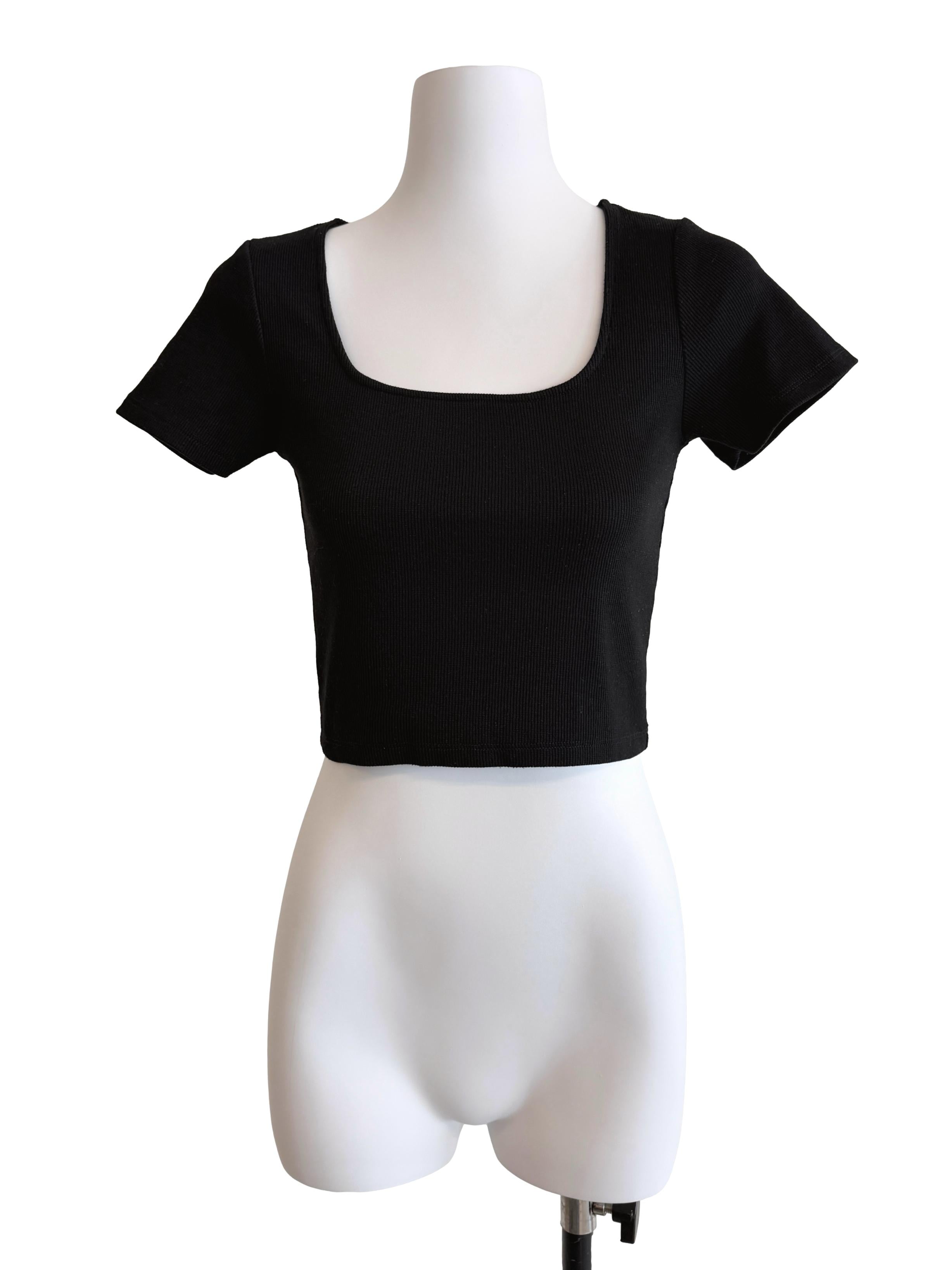 Black Square Neck Top