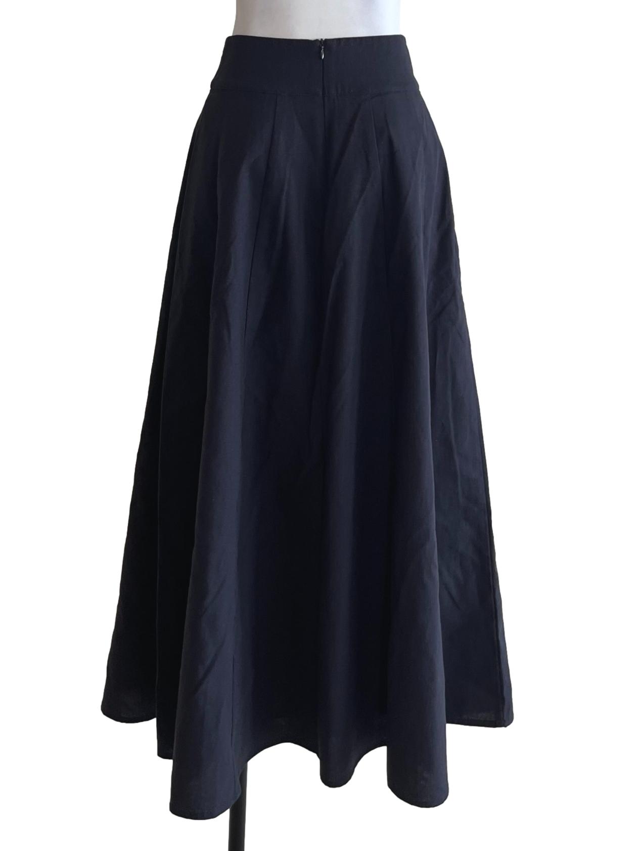 Navy Blue High-Waisted A-Line Skirt