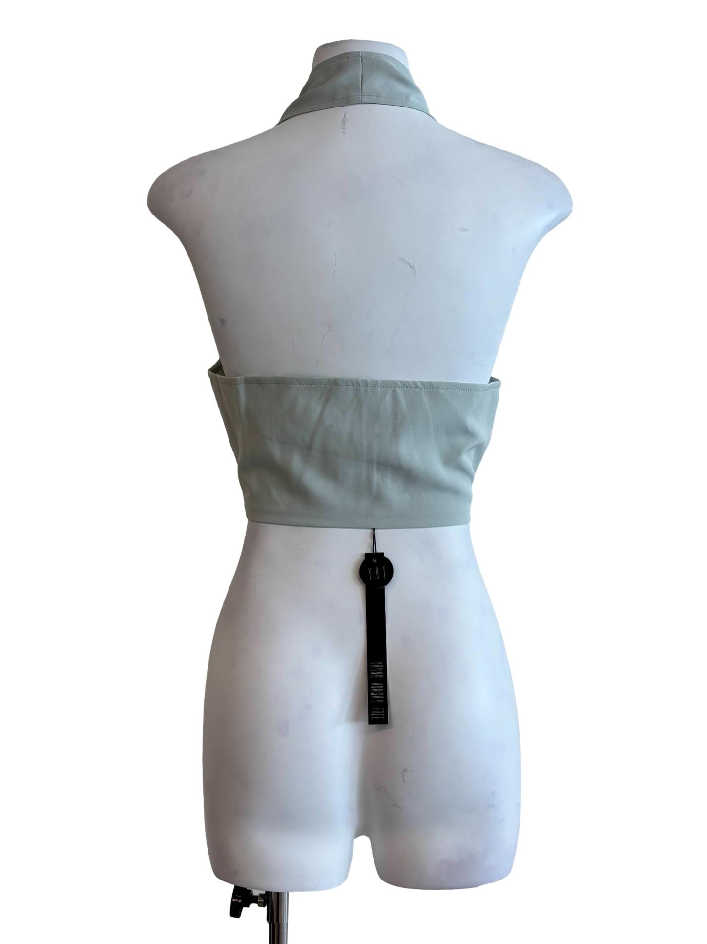 Mint Green Front Zip Halter Top