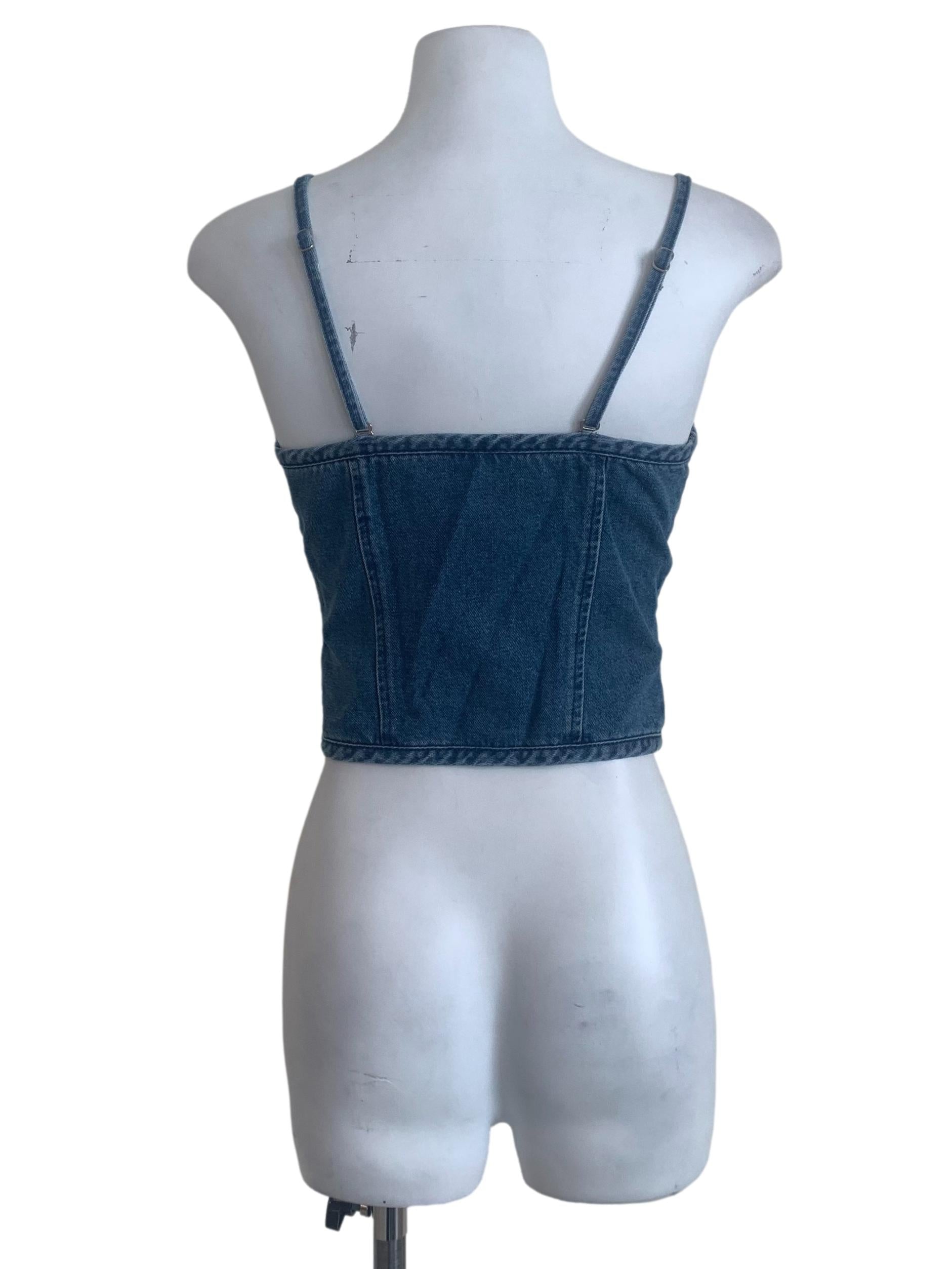 Denim Blue Spaghetti Strap Corset Top
