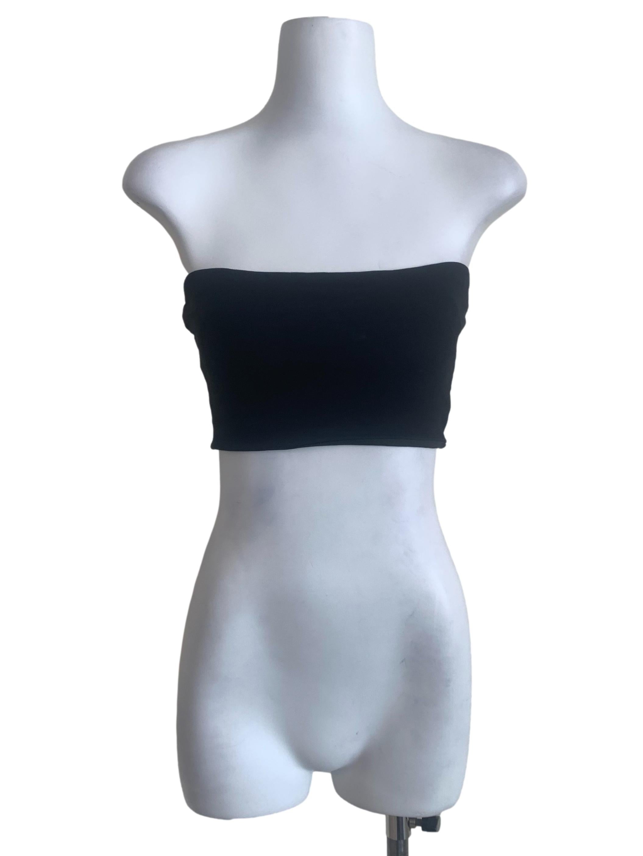 Oil Black Strapless Tube Top