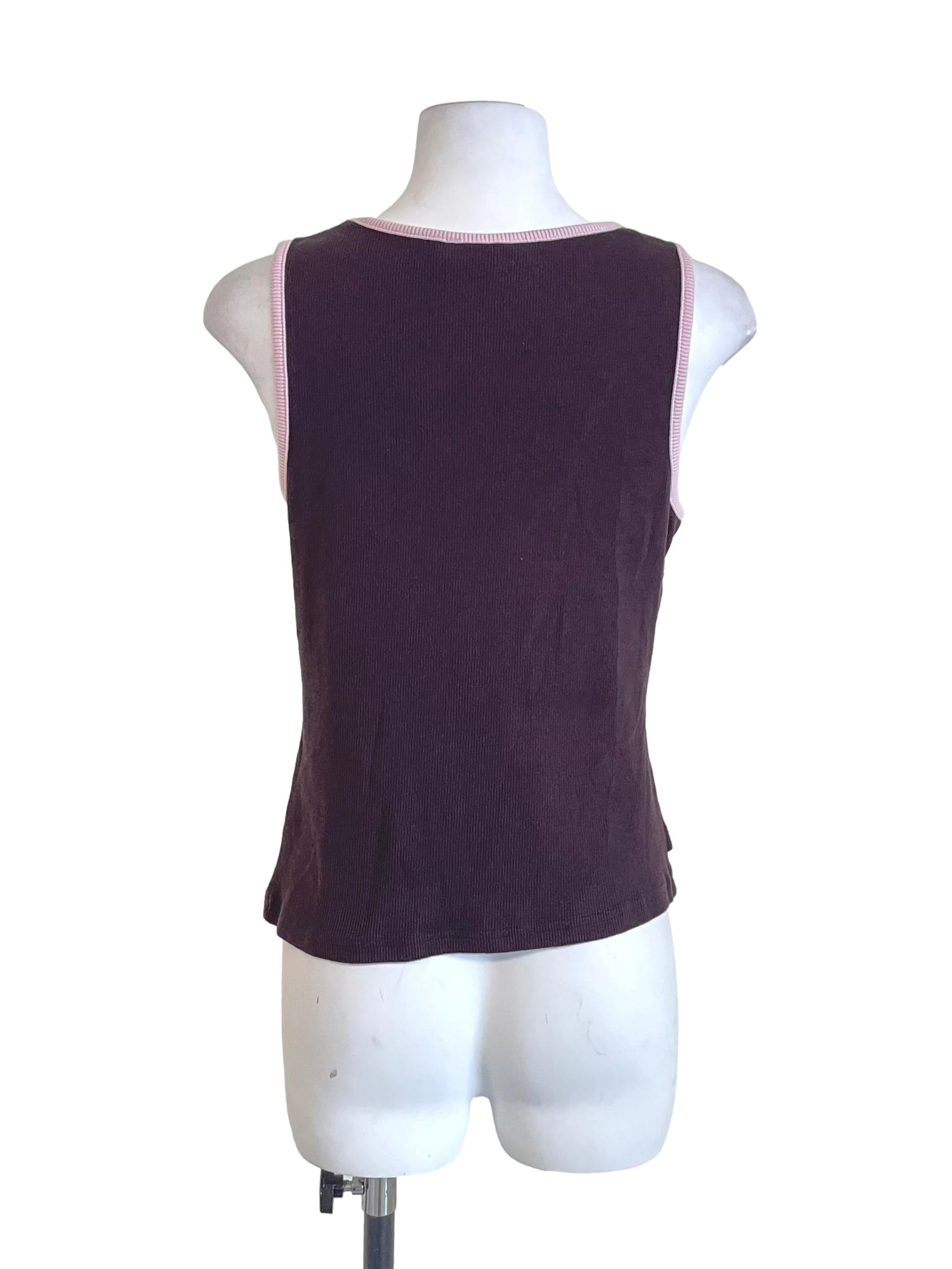 Chocolate Brown Pink Trace Tank Top LB