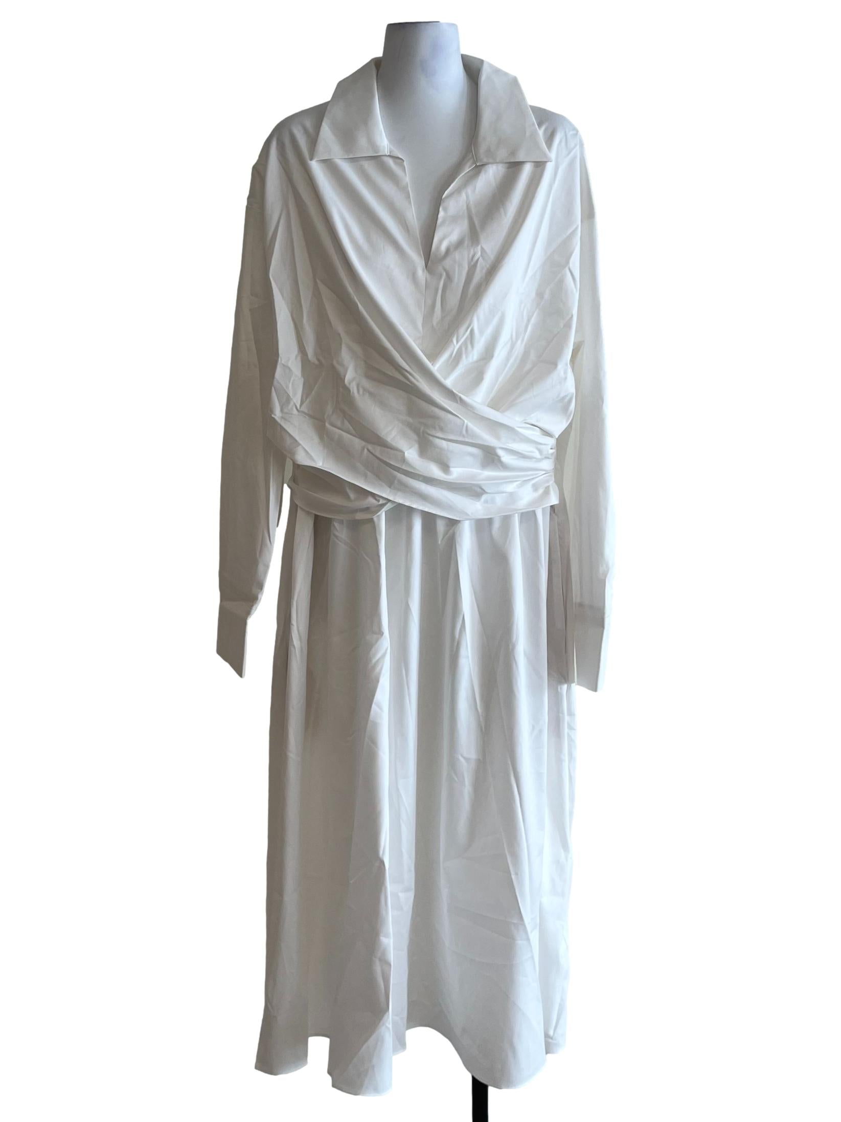 White Wing Collar Empire Dress
