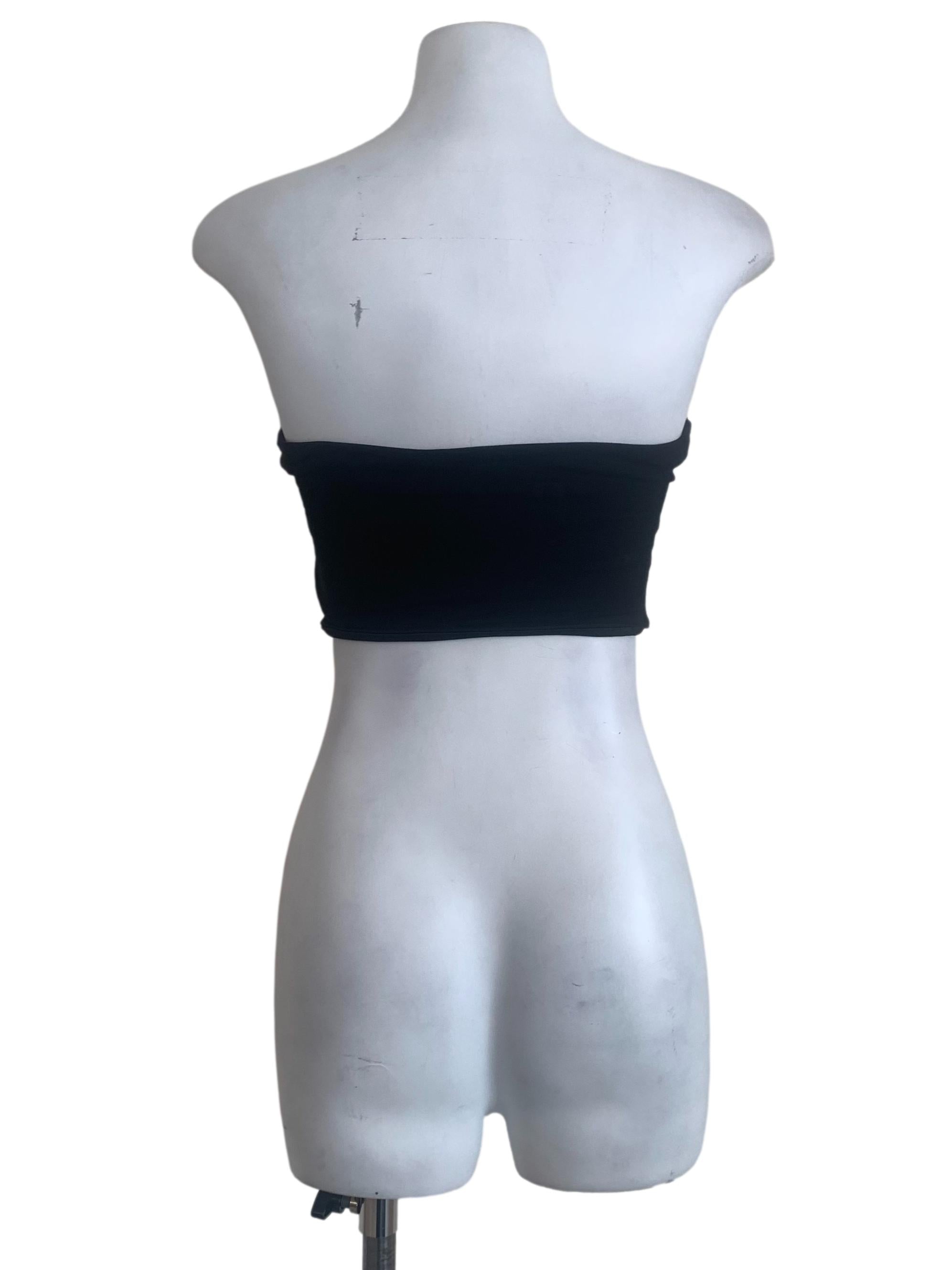 Oil Black Strapless Tube Top