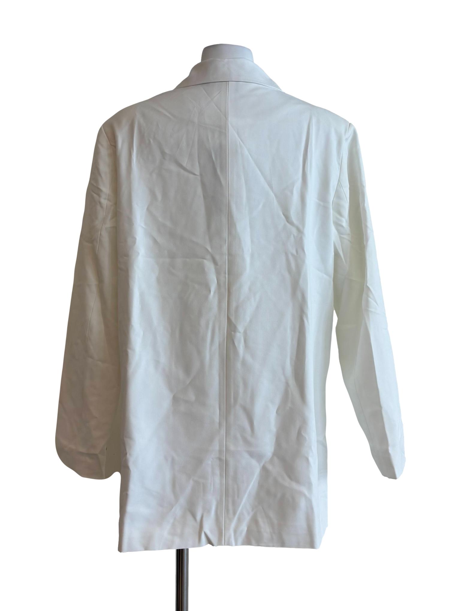 Pearl White Double Button Surplice Blazer