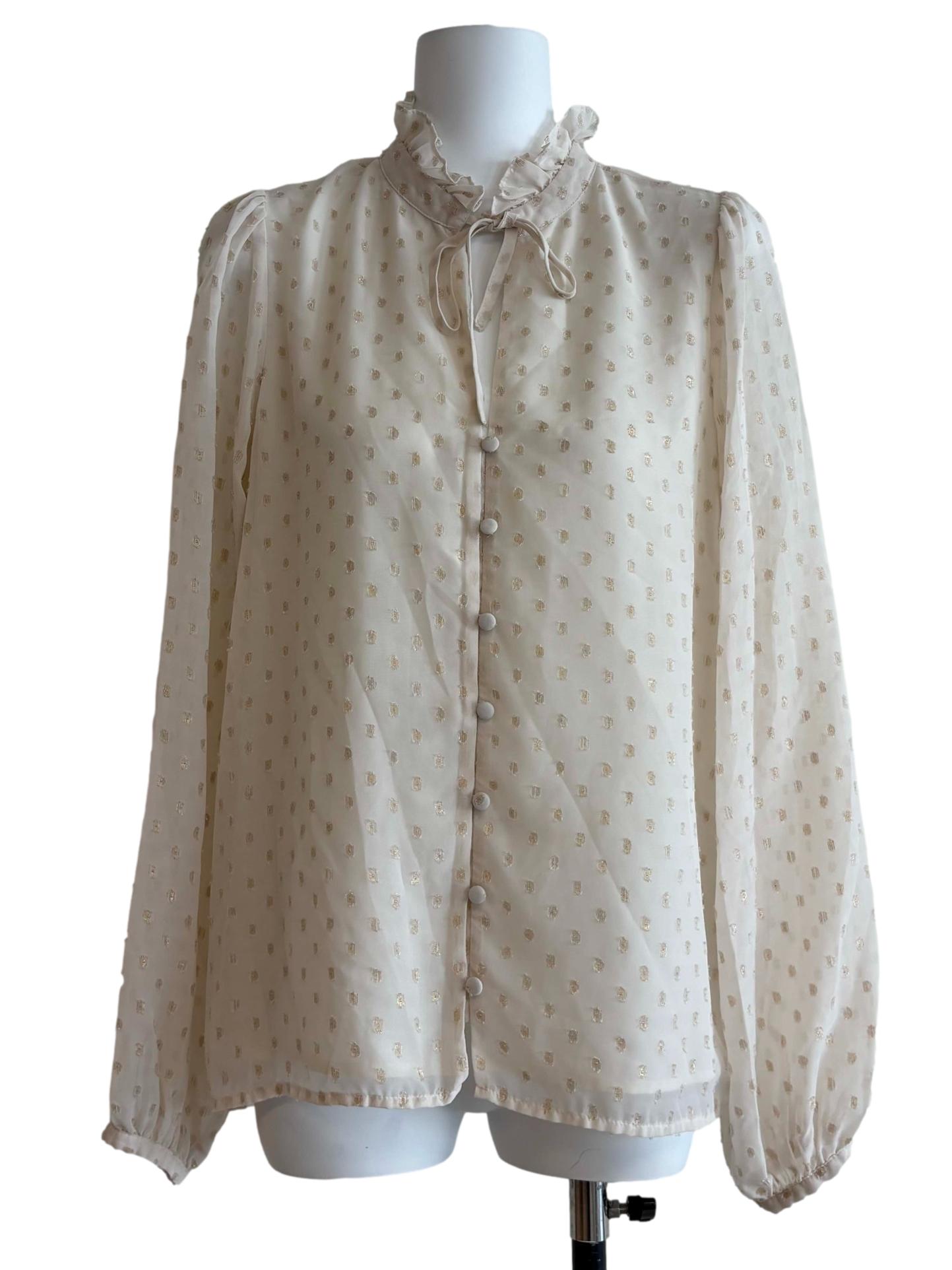 Ivory White Edwardian Neckline Blouse