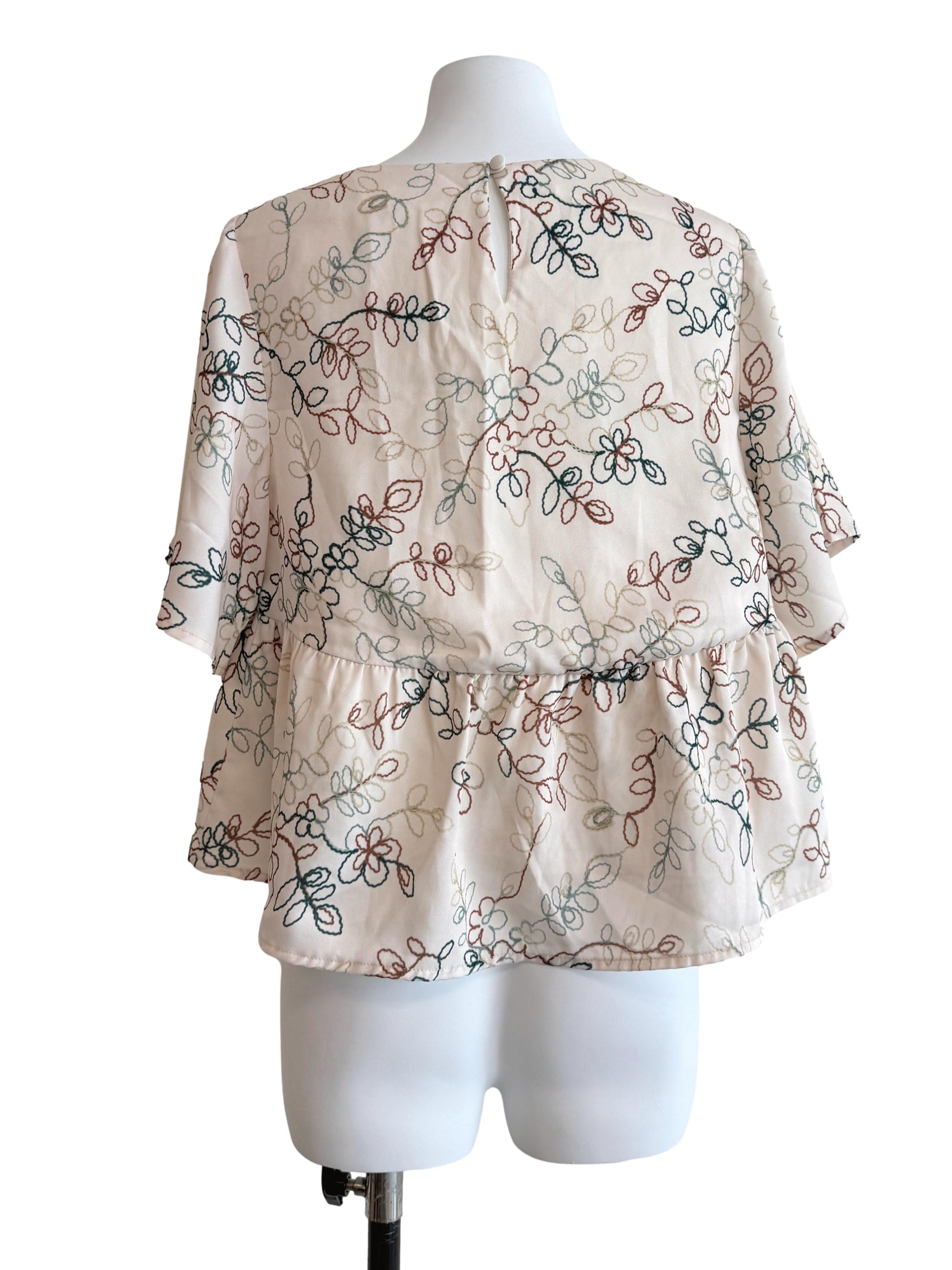 Egg Shell White V-Neck Blouse