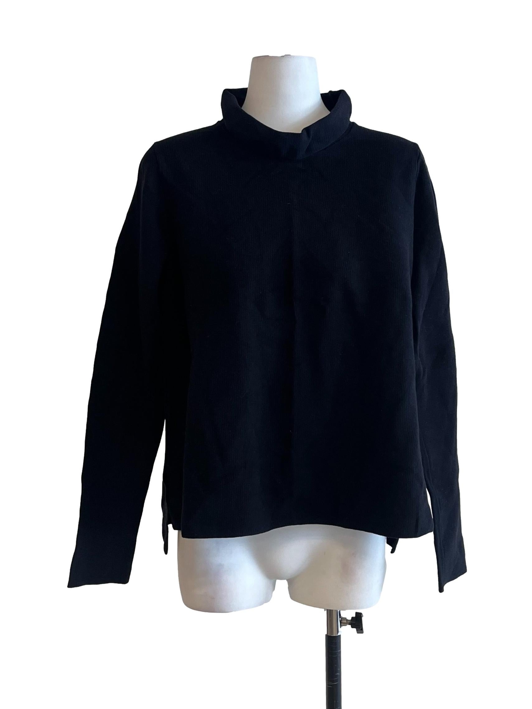 Onyx Black High Neck Long Sleeve Top