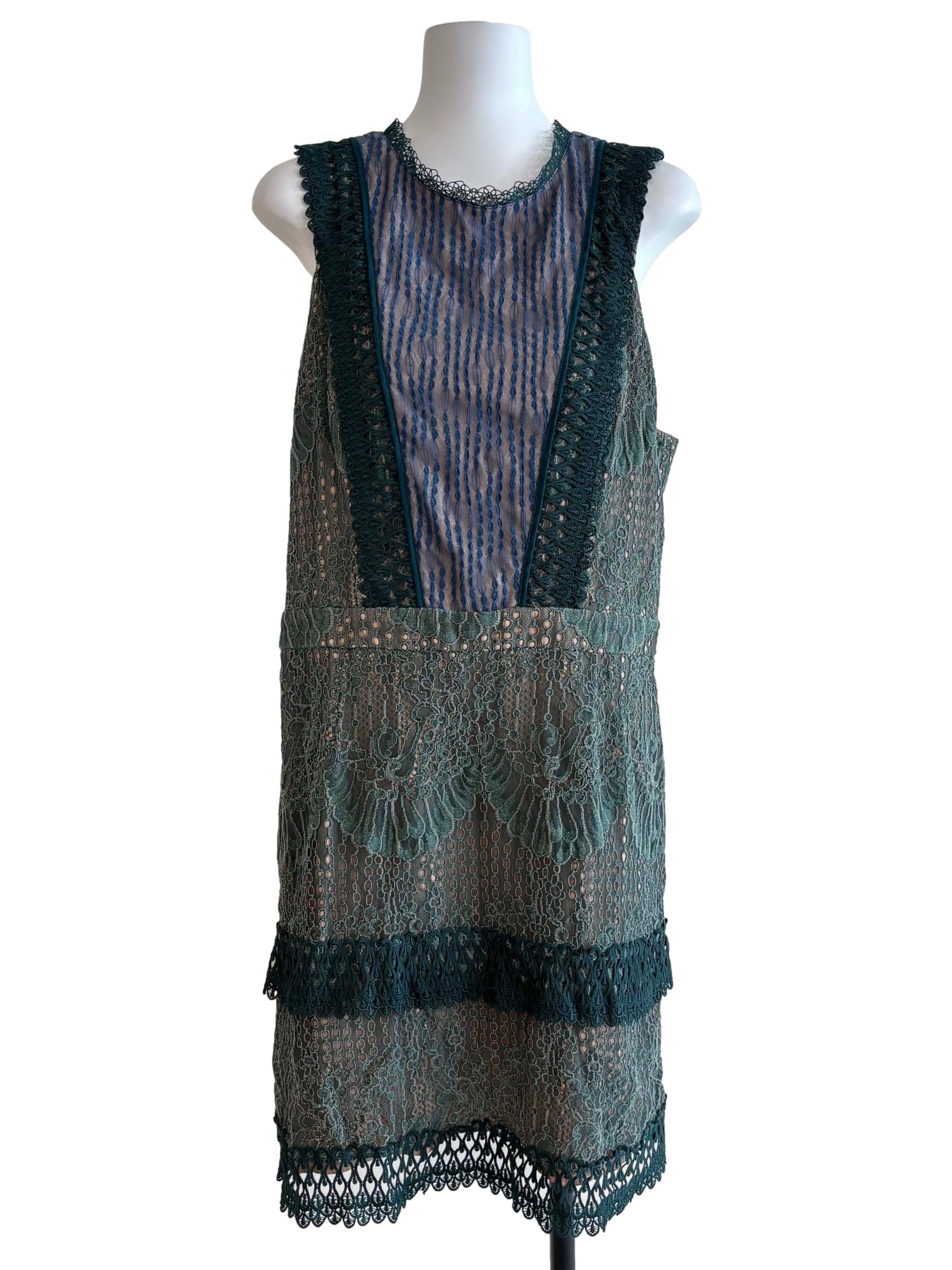Hunter Green Shift Lace Dress