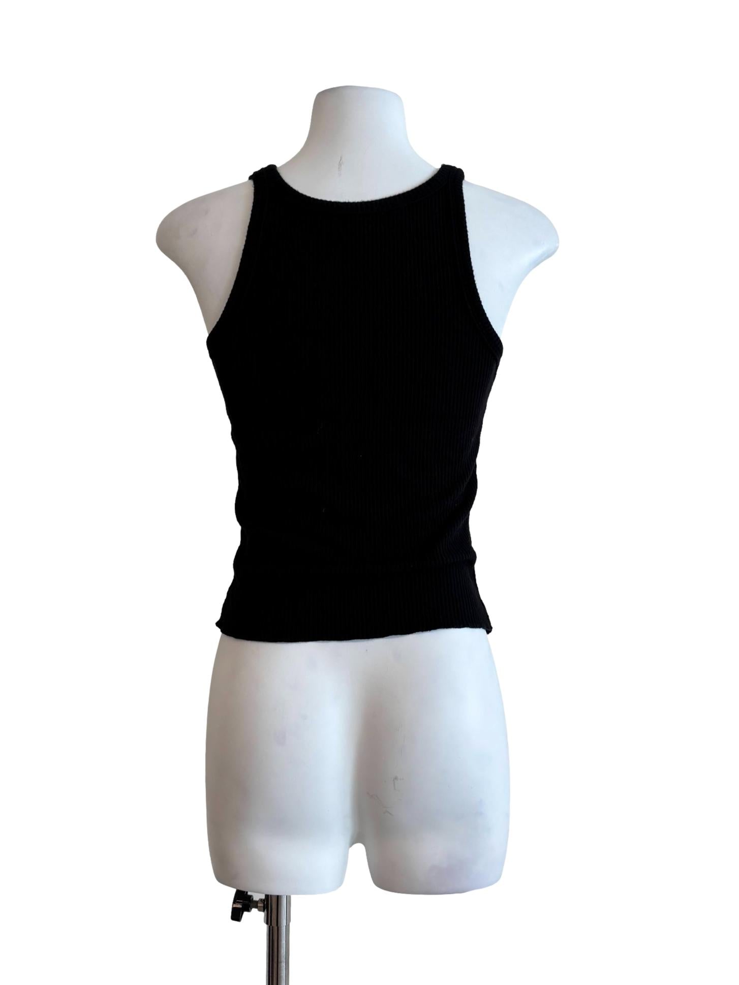 Black Round Neck Ribbed Top