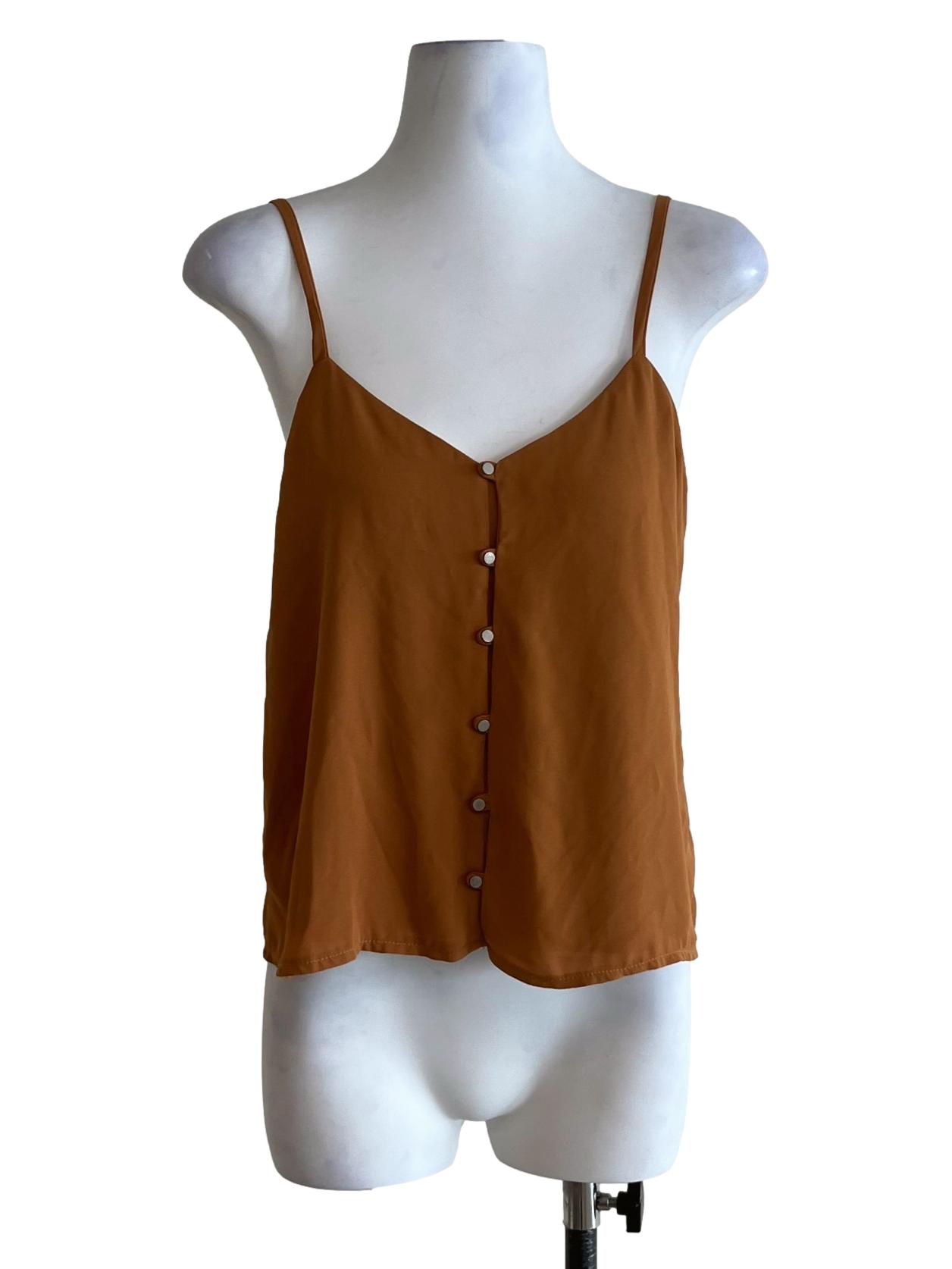 Tawny Brown Spaghetti Strap Sleeveless Top