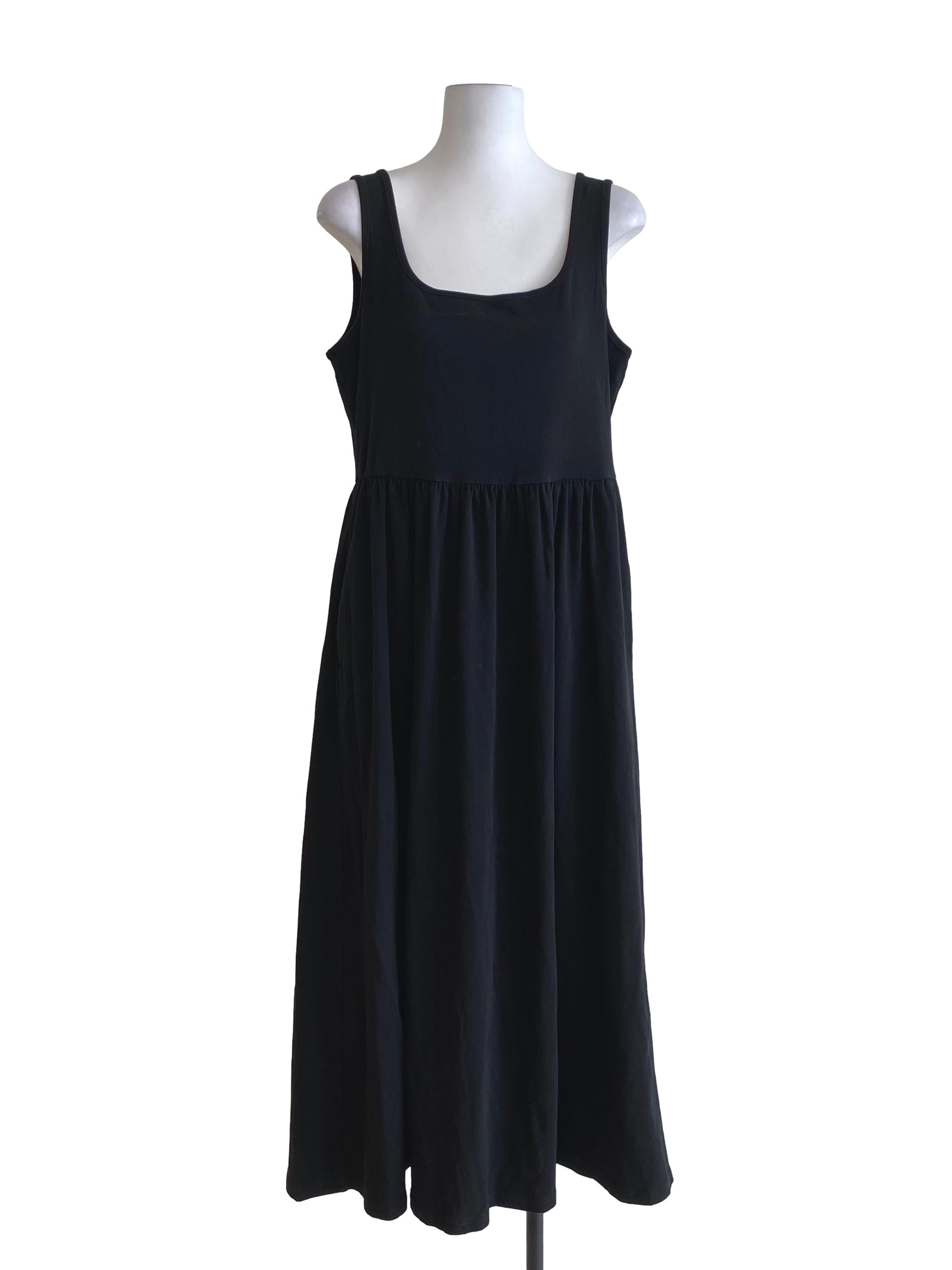 Jade Black Square Neck Drop Waist Dress