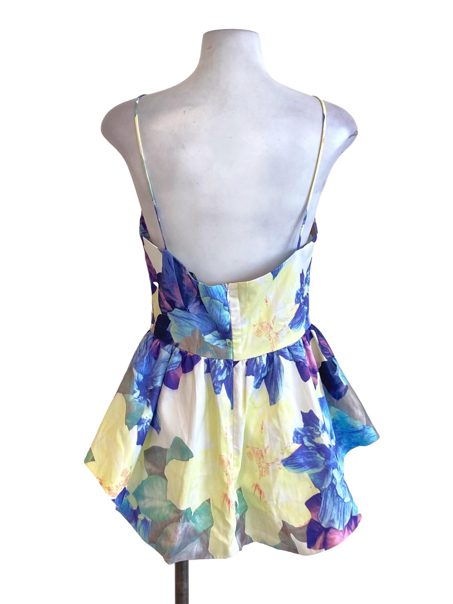 Light Daffodil Yellow Floral Flowy Peplum Top