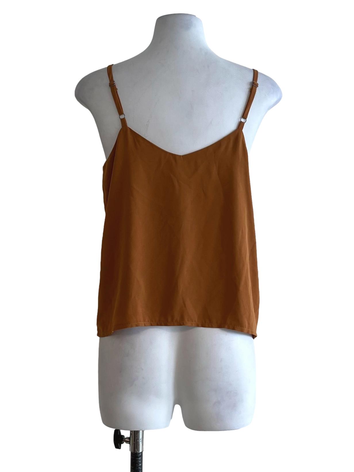Tawny Brown Spaghetti Strap Sleeveless Top