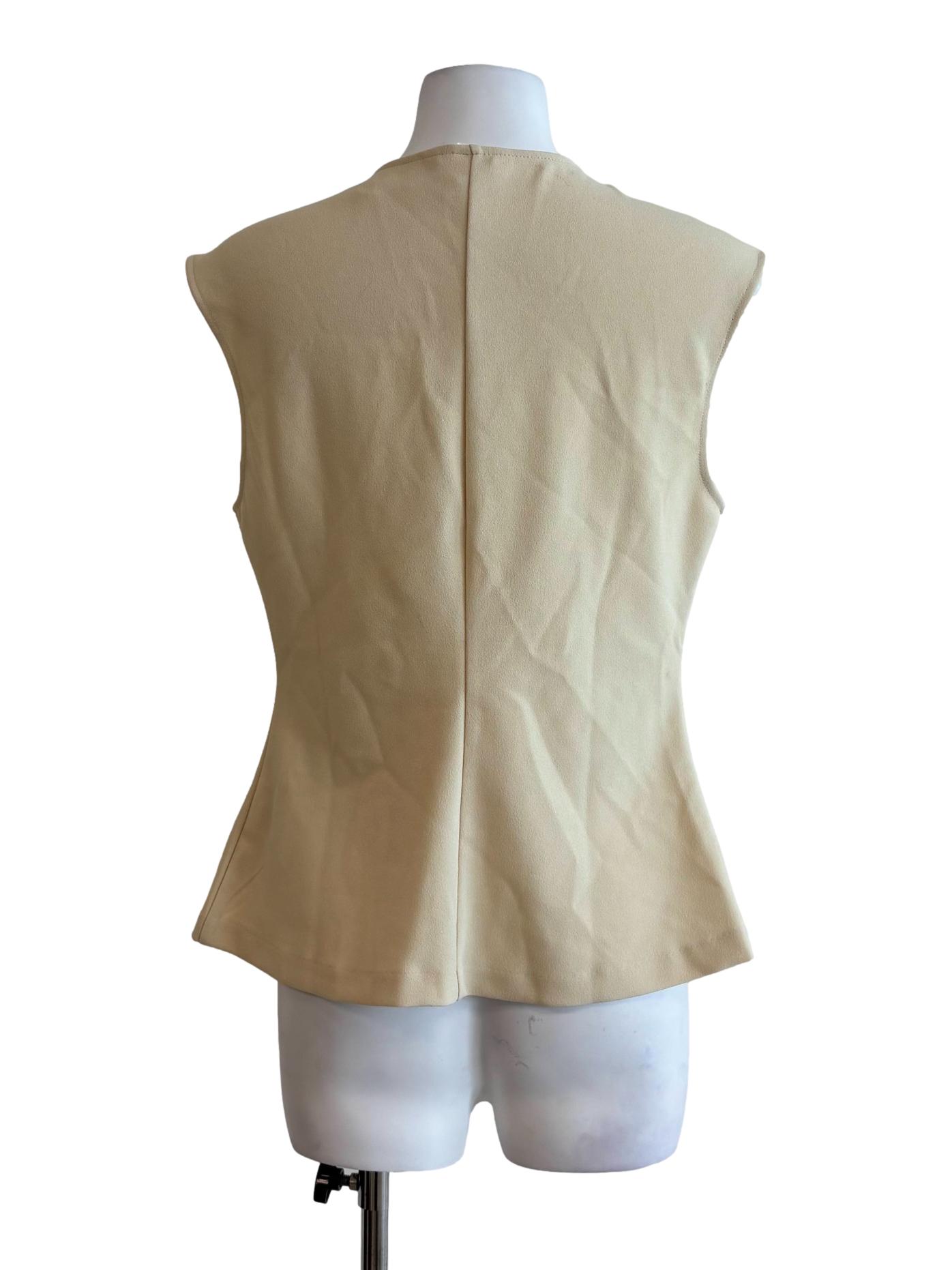 Cream Yellow Gold Button Sleeveless Top