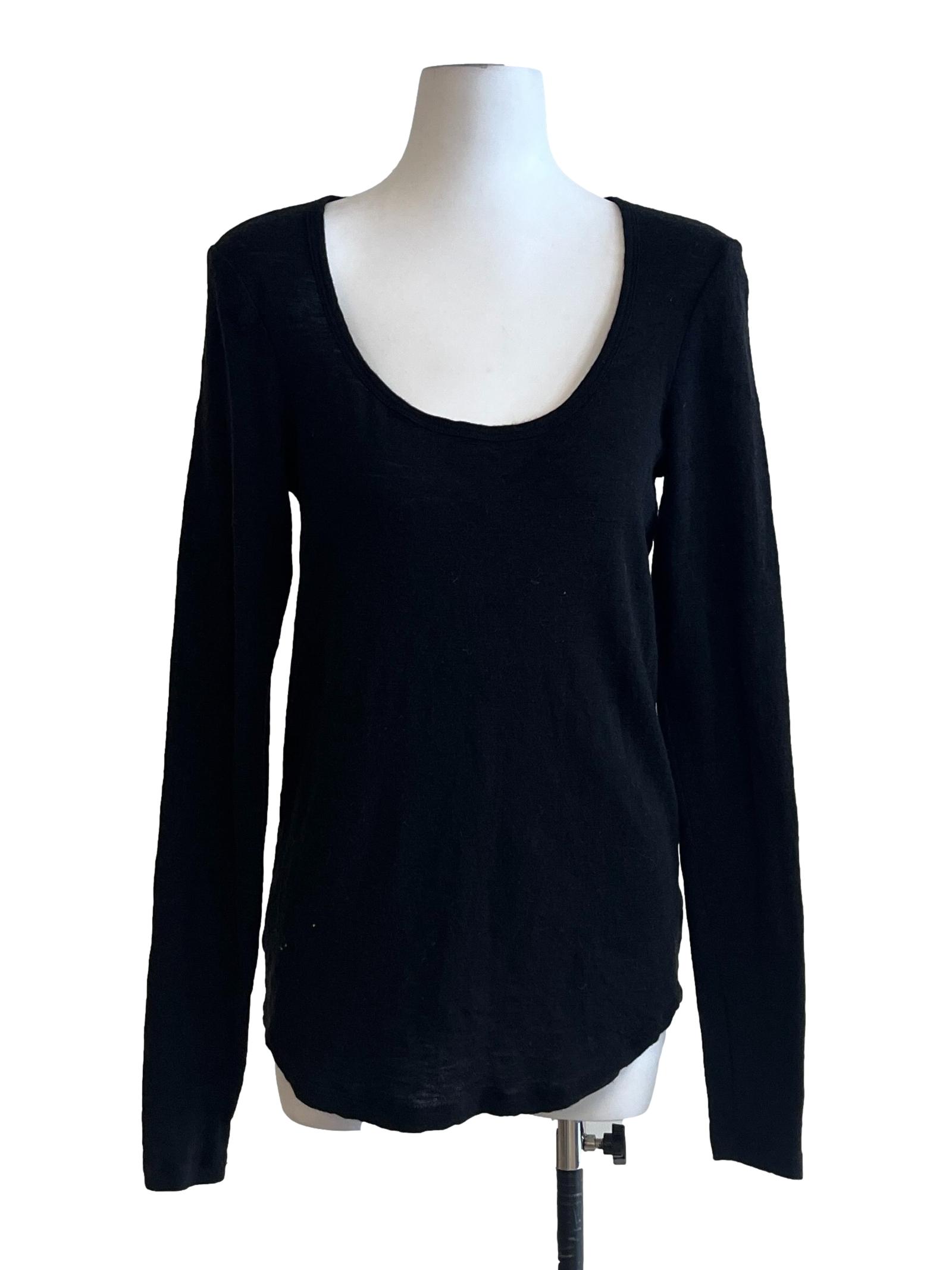 Ink Black Scoop Long Sleeve Top