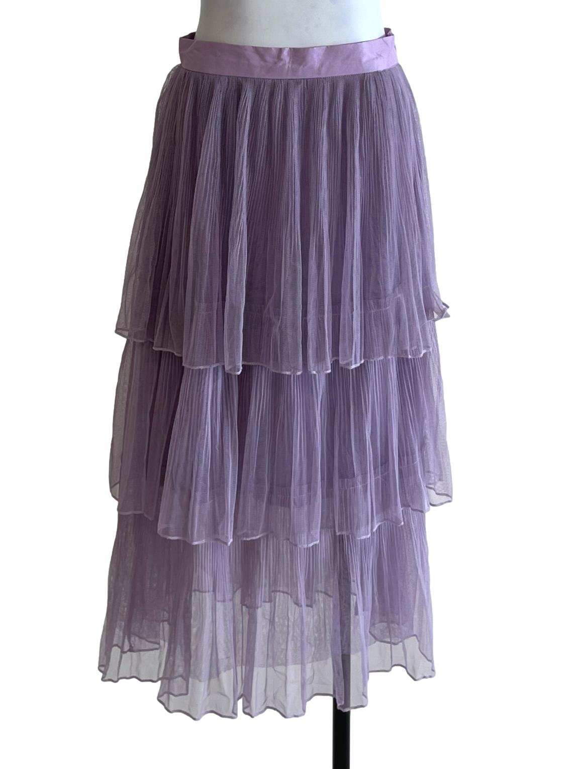Lavender Purple High-Waisted A-Line Skirt