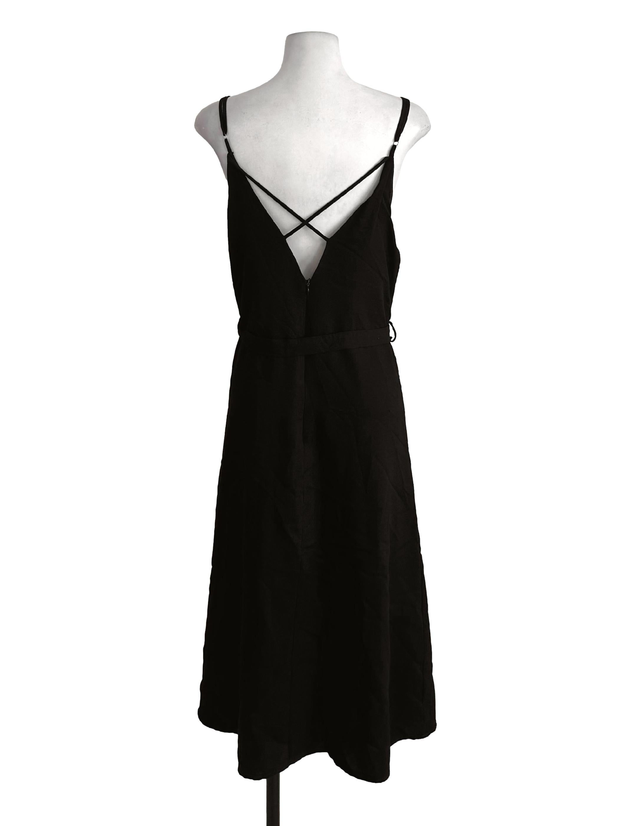 Black V Neck Spaghetti Strap Dress TEM