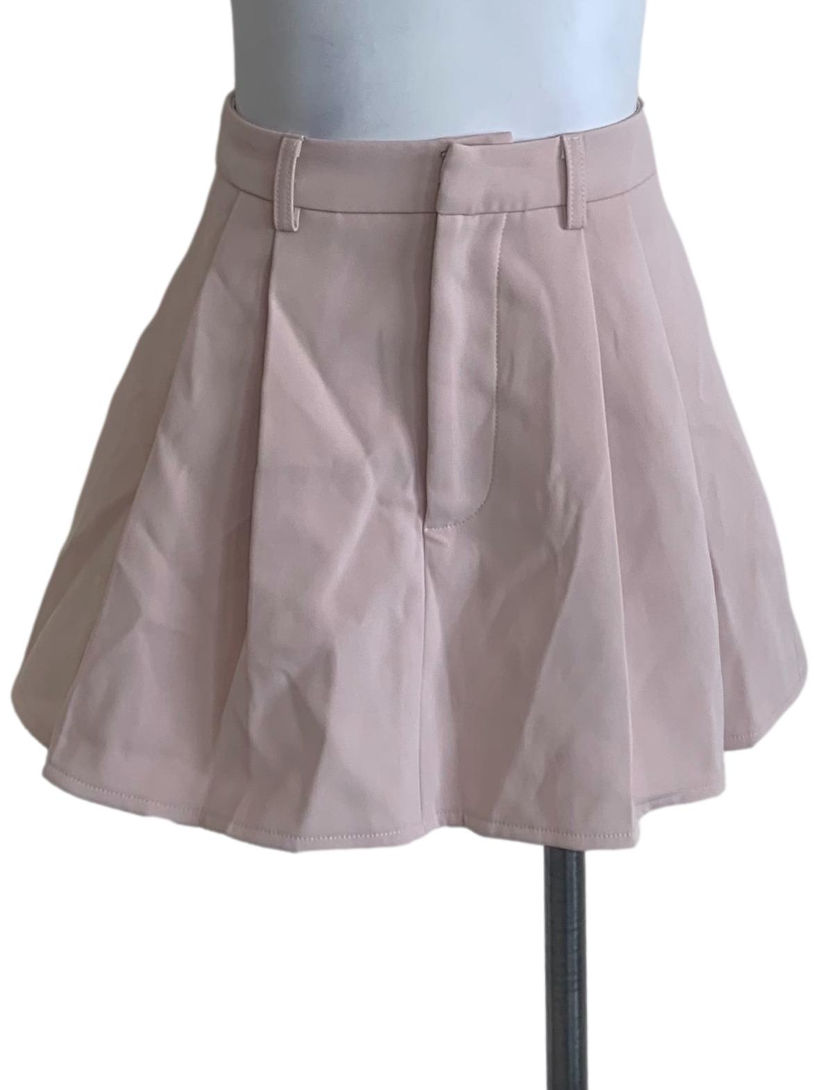 Crepe Pink Box Pleated Skirt