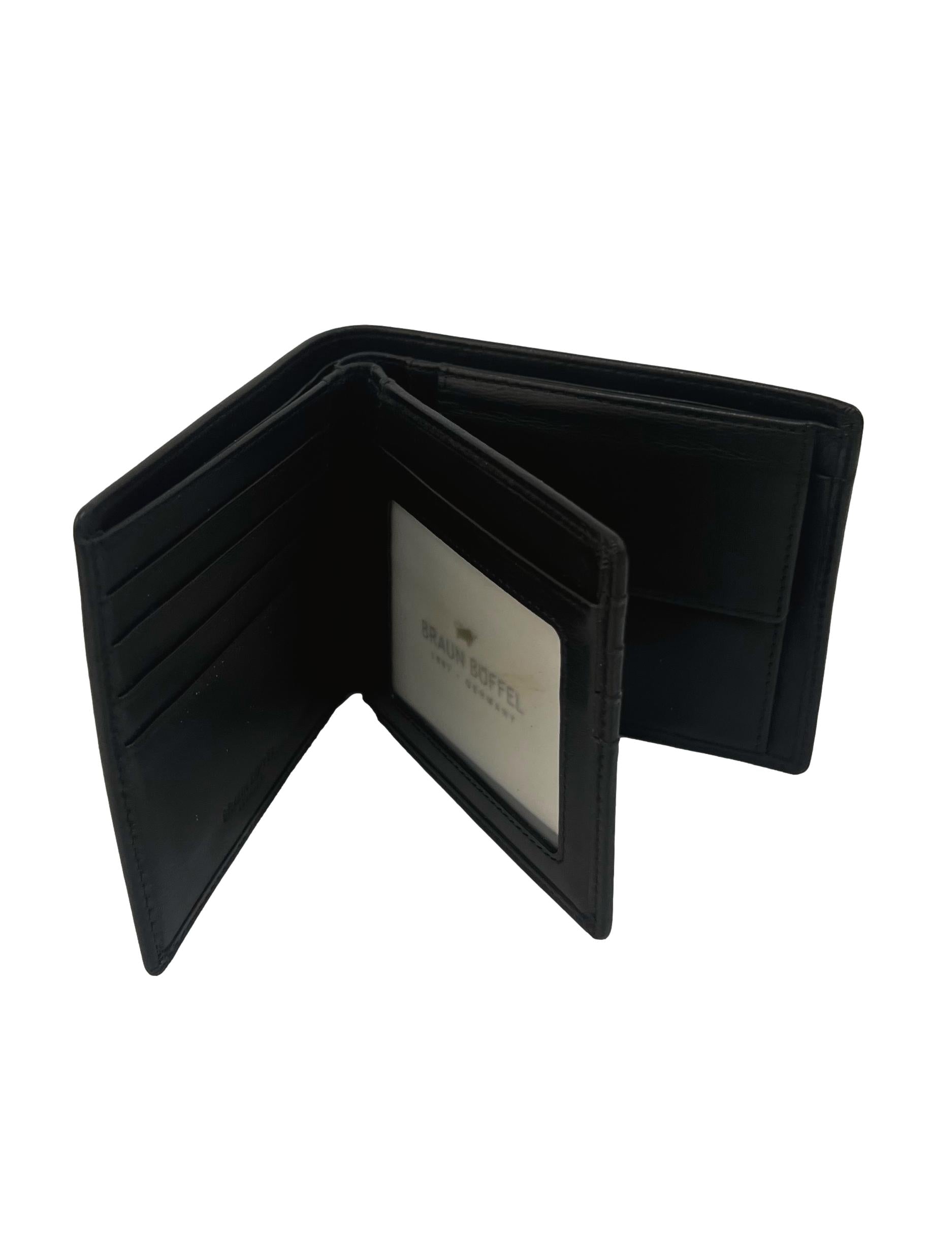 Black Bi-Fold Leather Wallet With Id Window