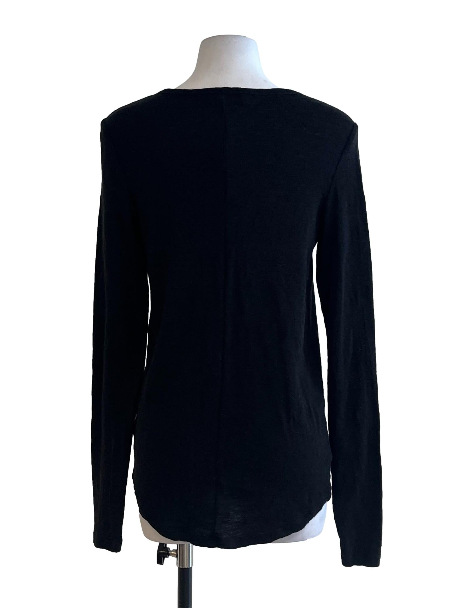 Ink Black Scoop Long Sleeve Top