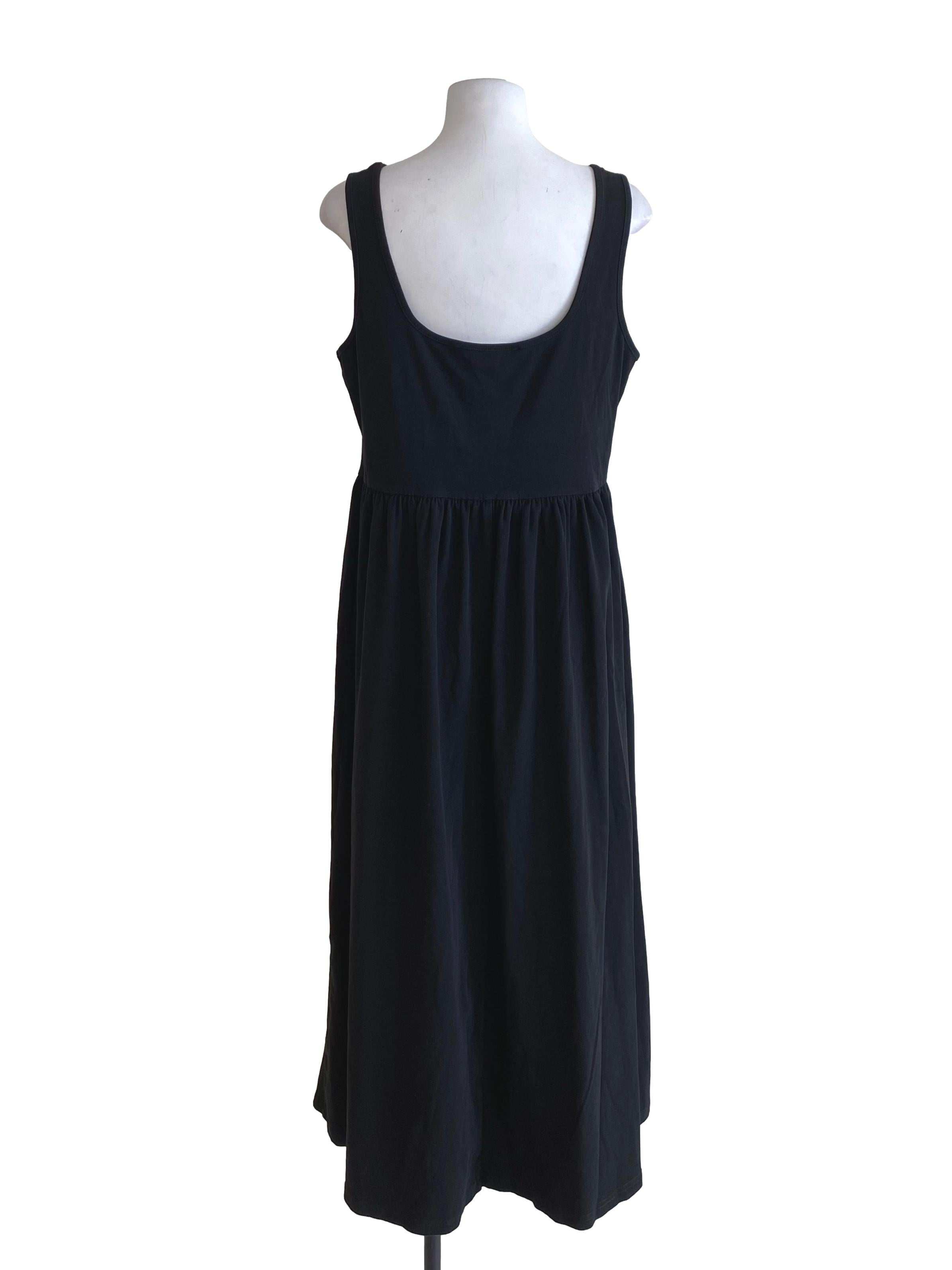 Jade Black Square Neck Drop Waist Dress