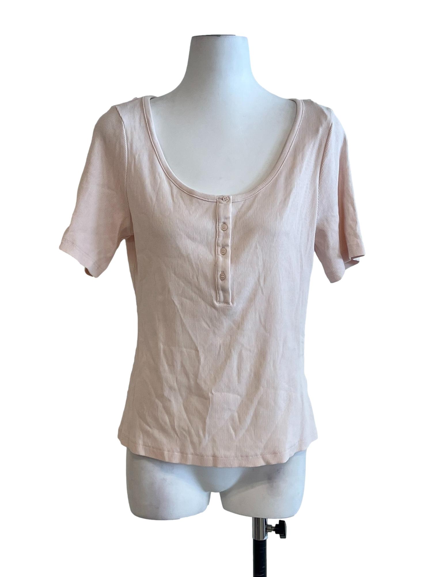 Salmon Pink Scoop Short Sleeve Top