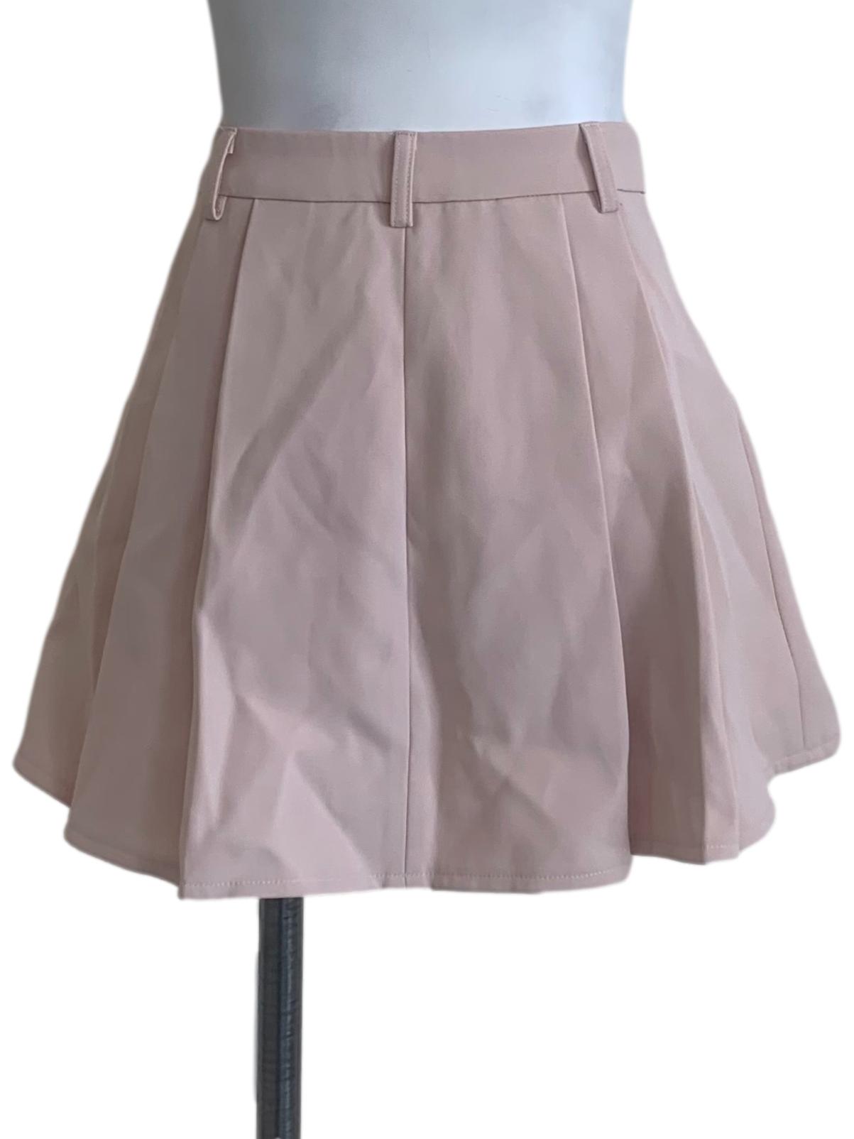 Crepe Pink Box Pleated Skirt