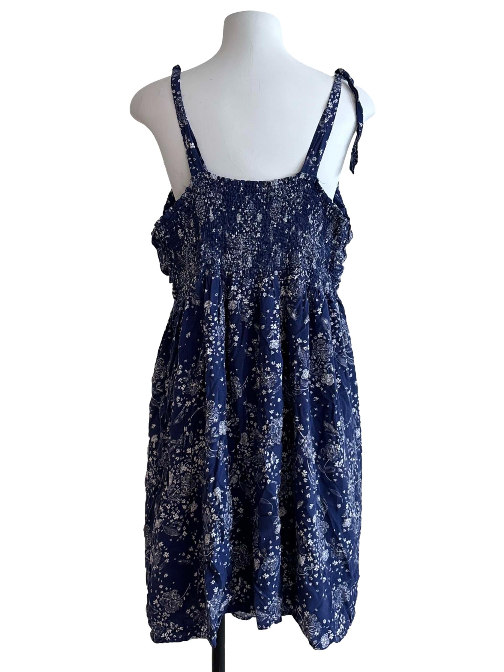 Indigo Blue Front Tie Printed Dress