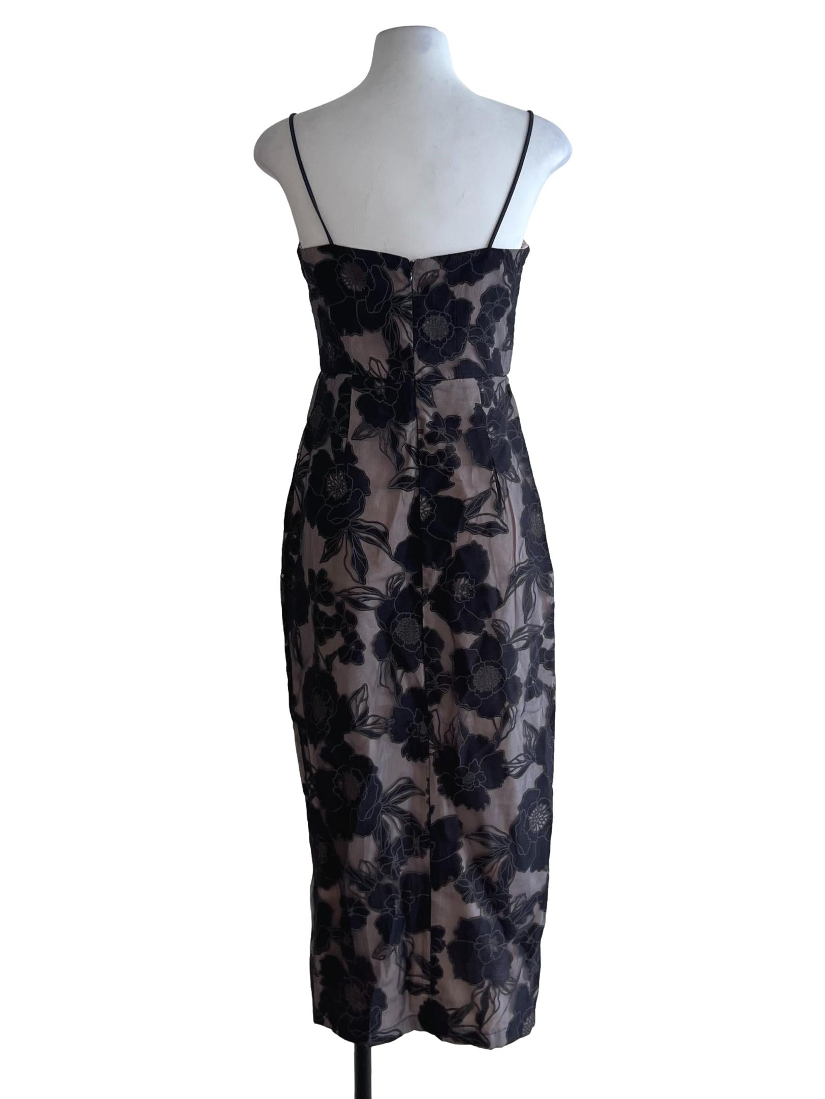 Black Floral A-Line Dress