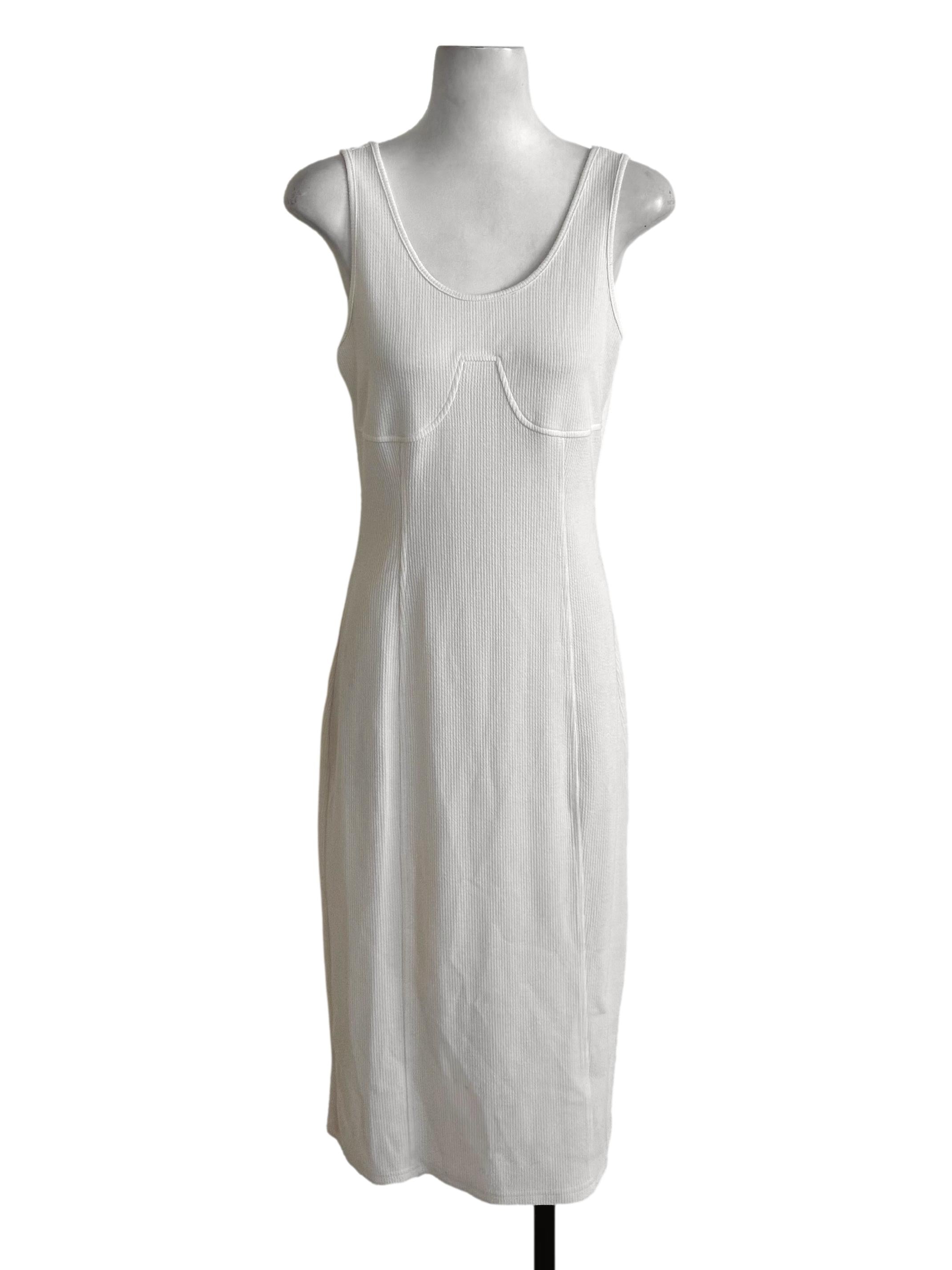 Cream White Knit Sleeveless Dress
