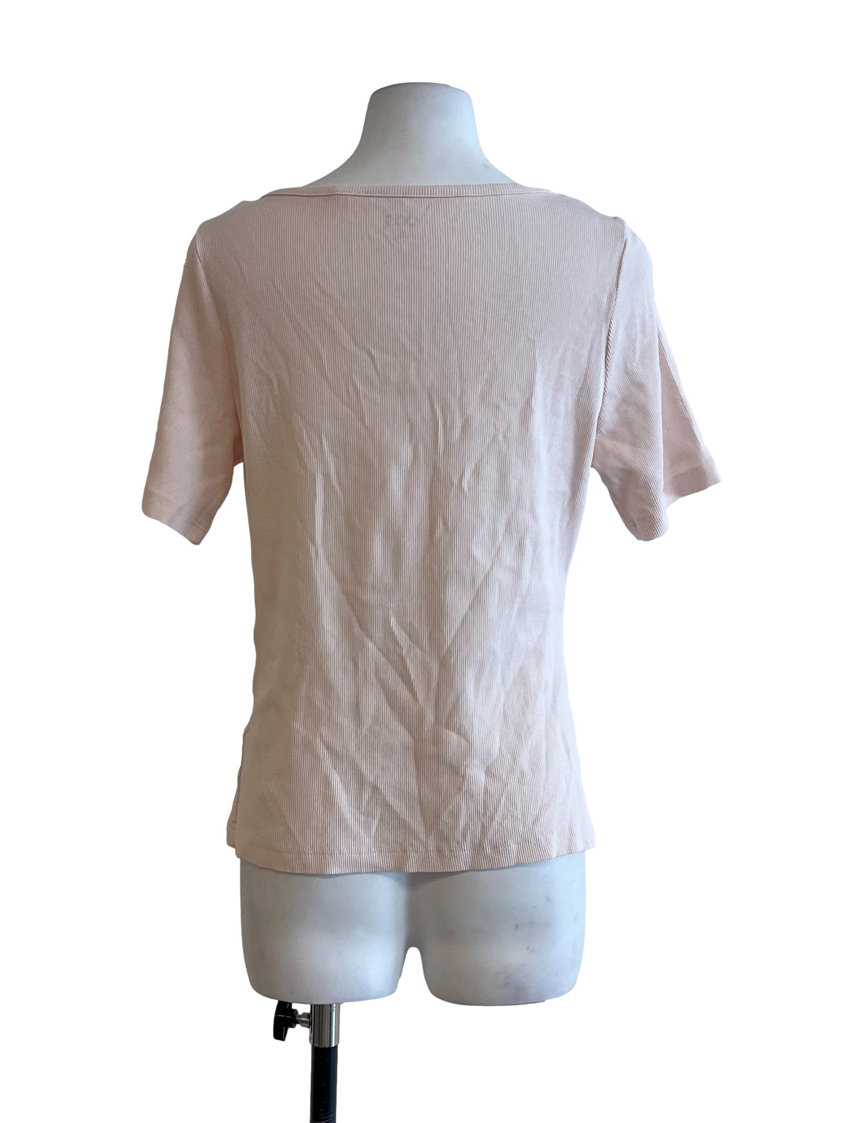 Salmon Pink Scoop Short Sleeve Top