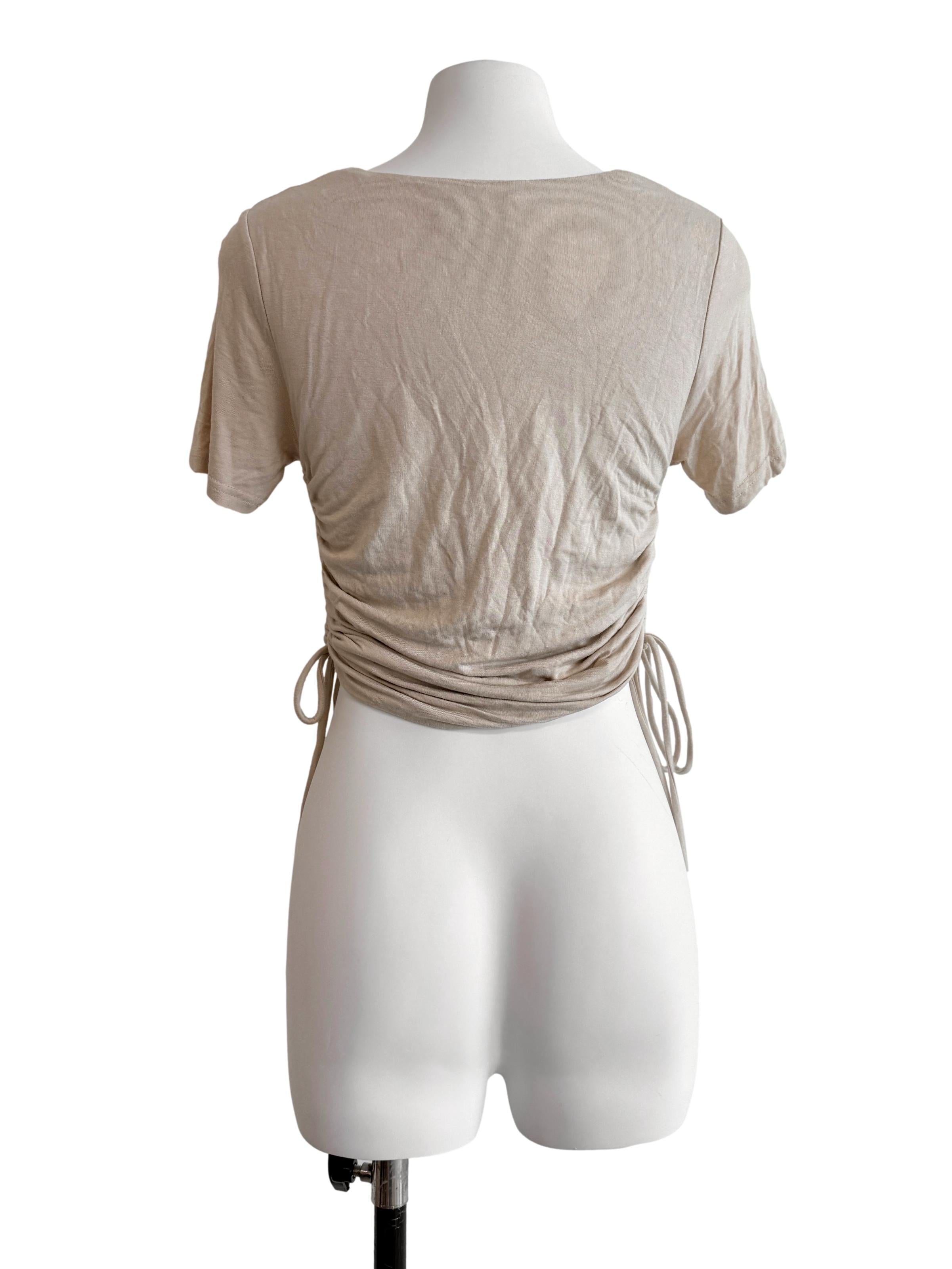 Linen Beige Ruched Top