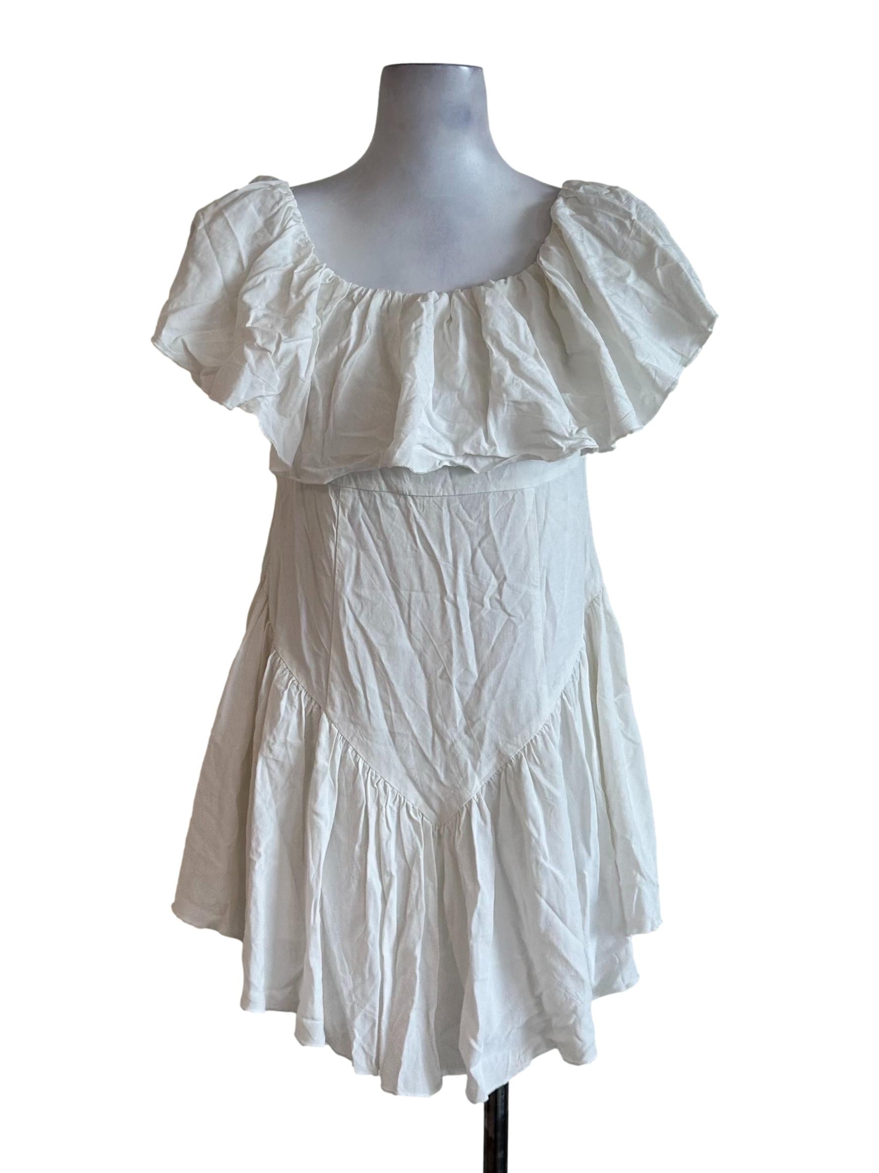 Ivory White Cape Ruffle Dropwaist Dress