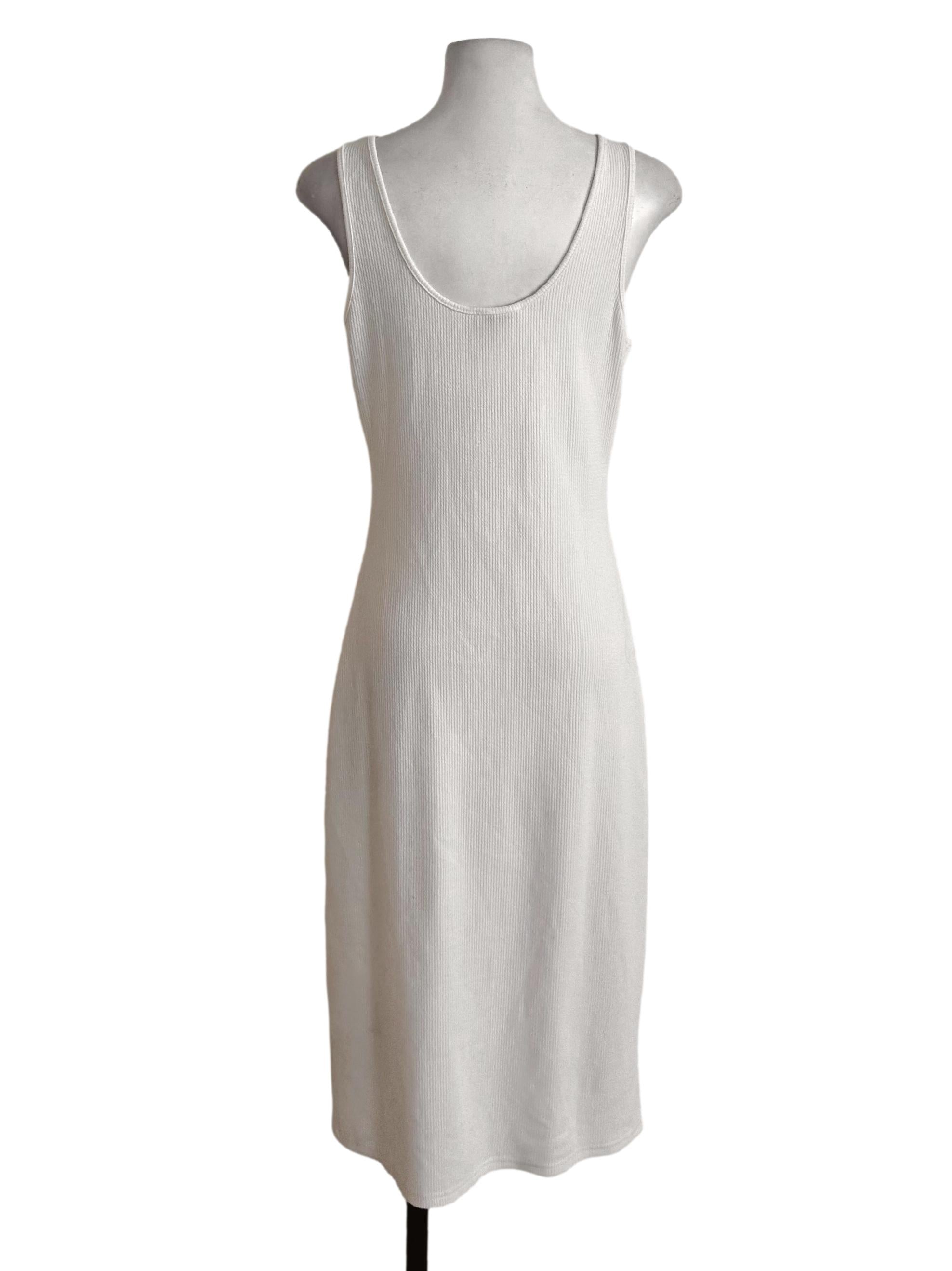 Cream White Knit Sleeveless Dress