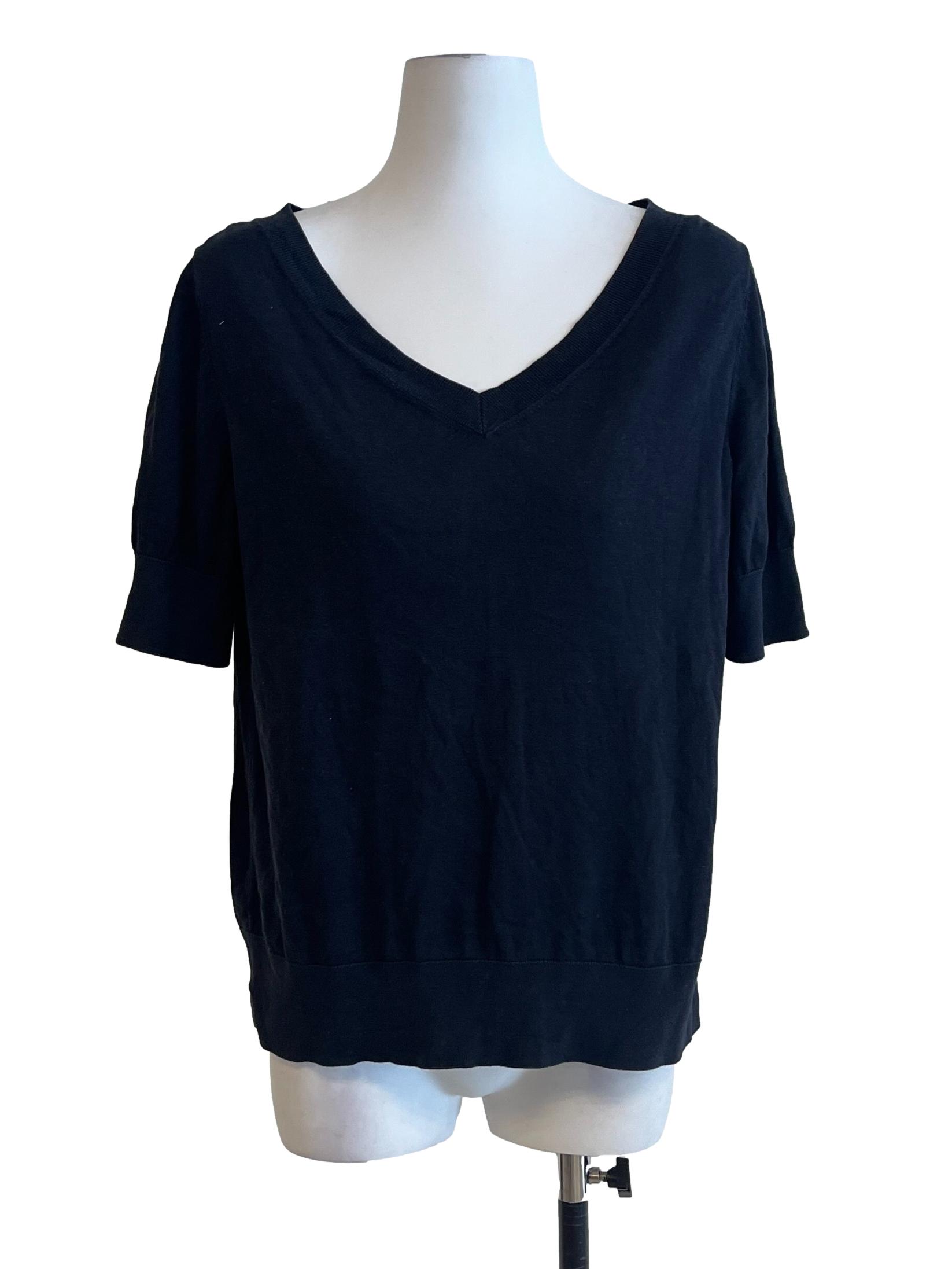 Denim Blue V-Neck Short Sleeve Top