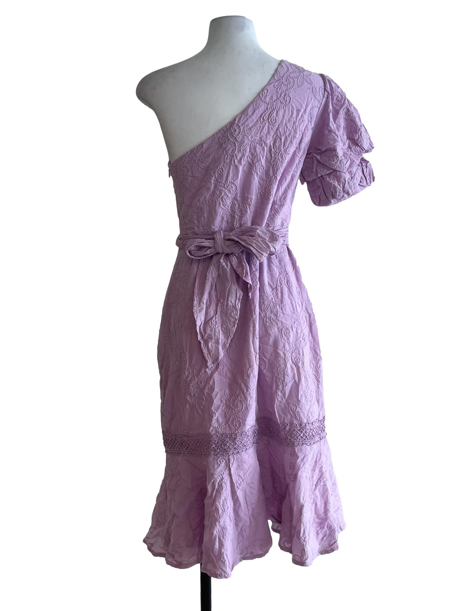 Lavender Purple Asymmetrical Neckline Empire Dress