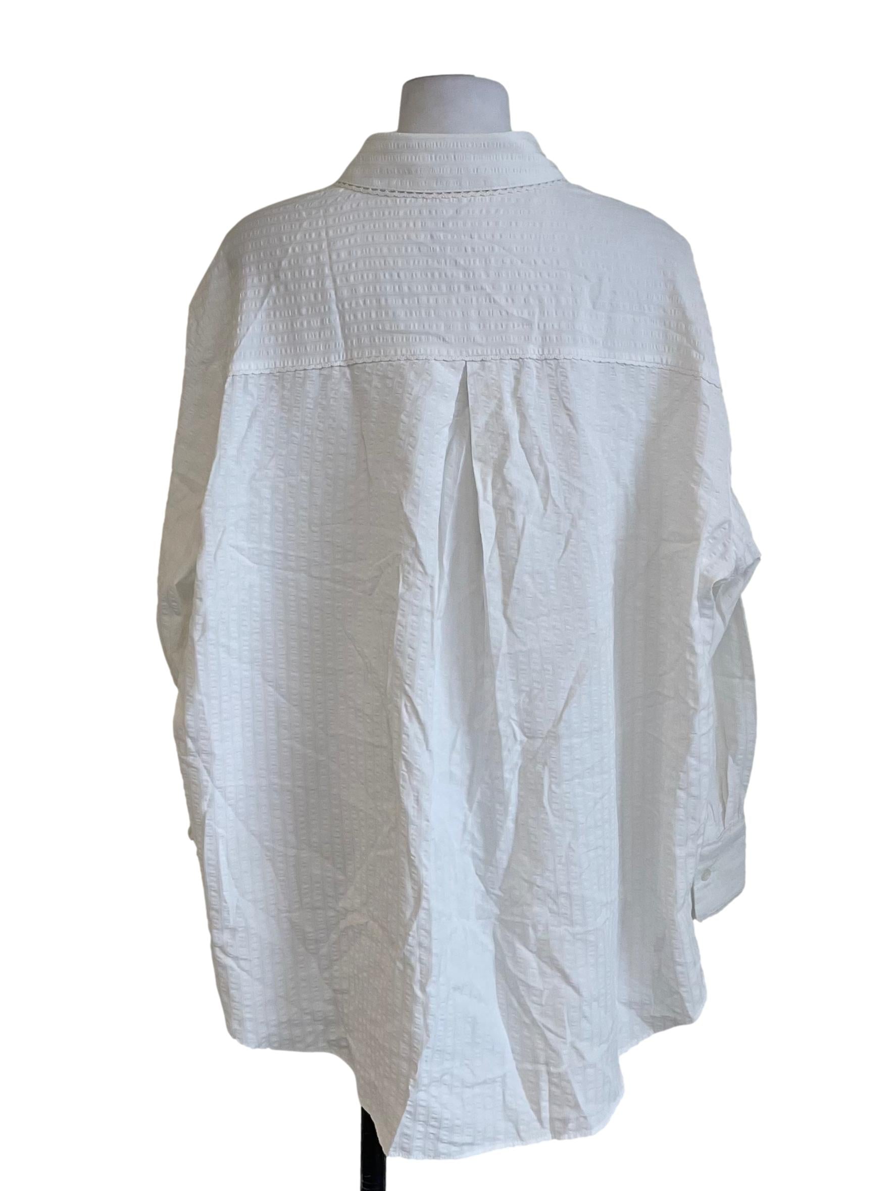 White Lace Textured Oversized Shirt LB