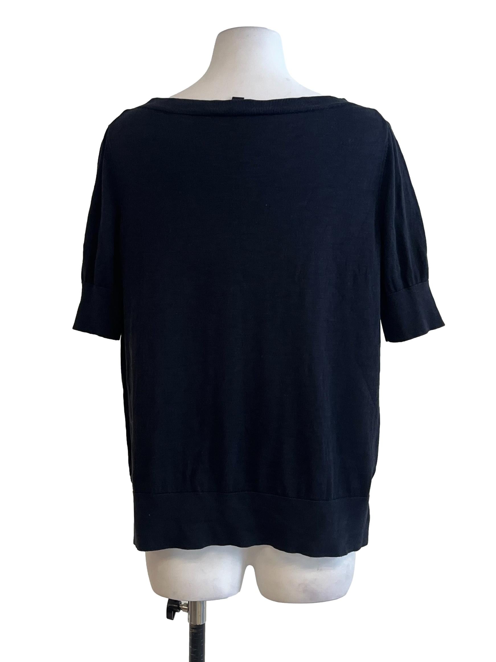 Denim Blue V-Neck Short Sleeve Top