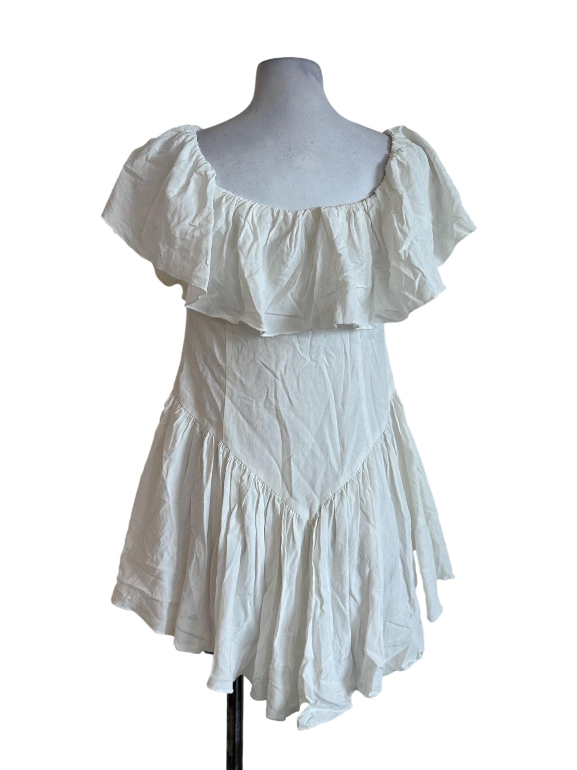 Ivory White Cape Ruffle Dropwaist Dress