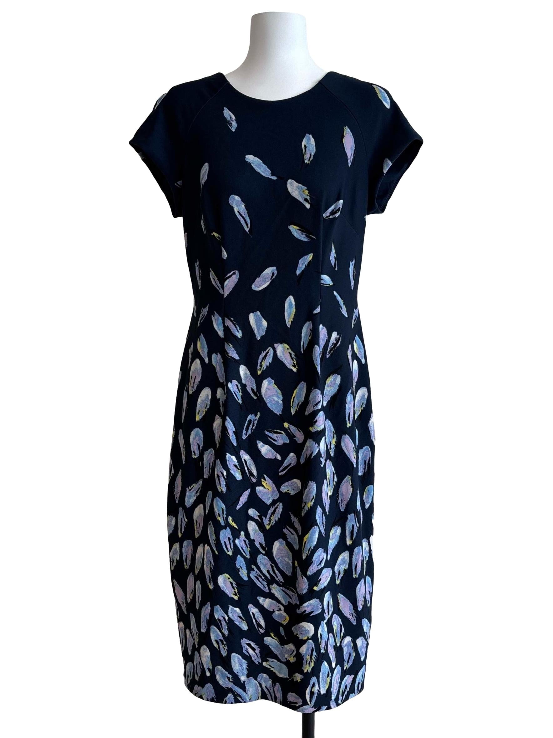 Peacock Blue Feather Pencil Dress