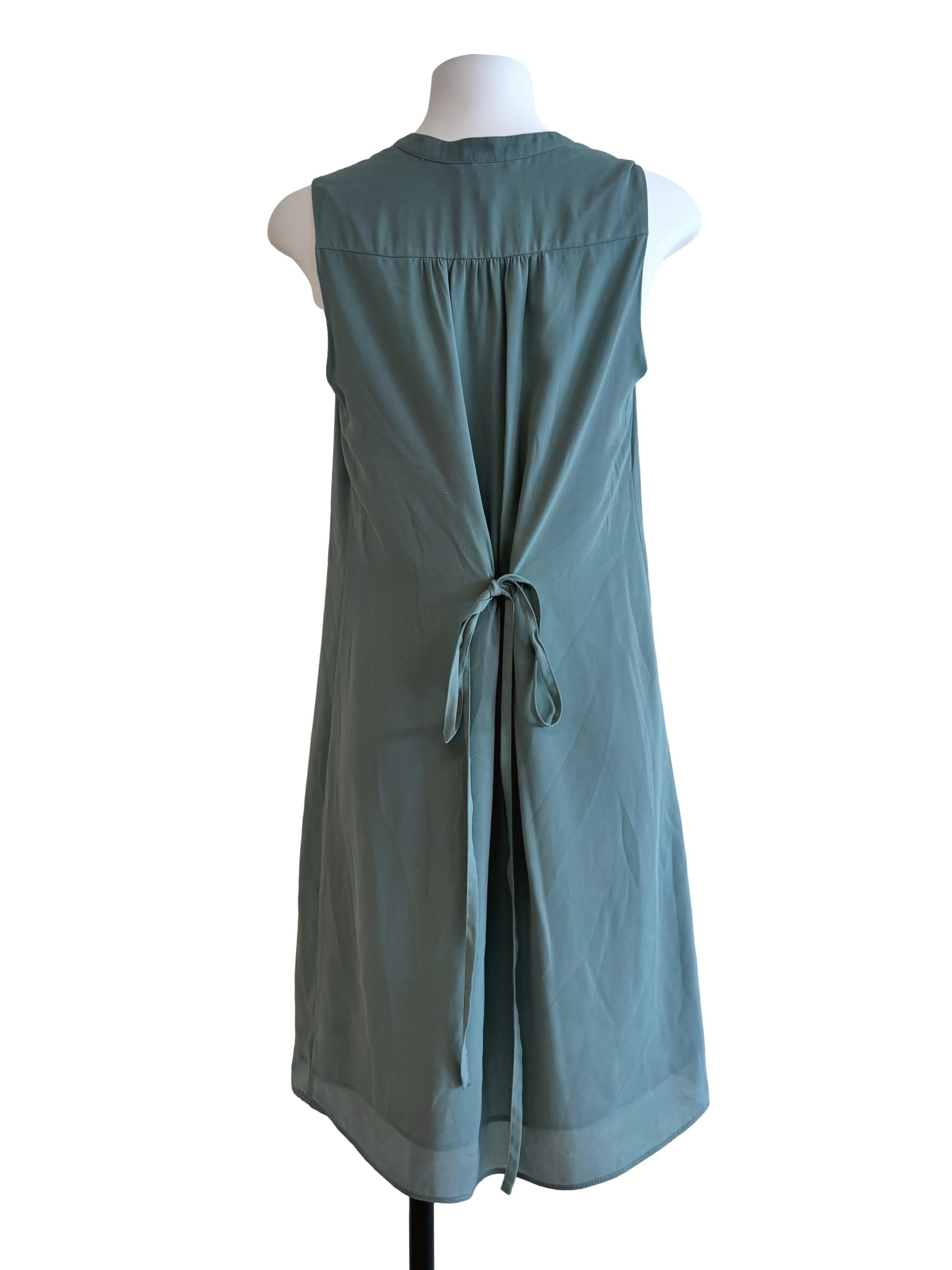 Sage Green V Neck Dress