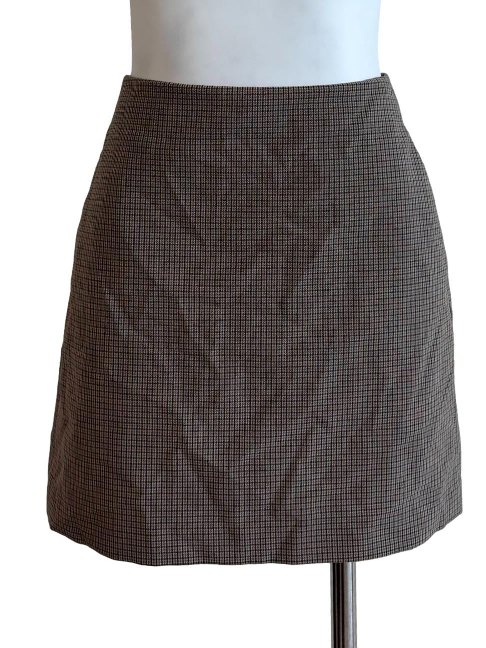 Buff Brown Plaid Mini Skirt