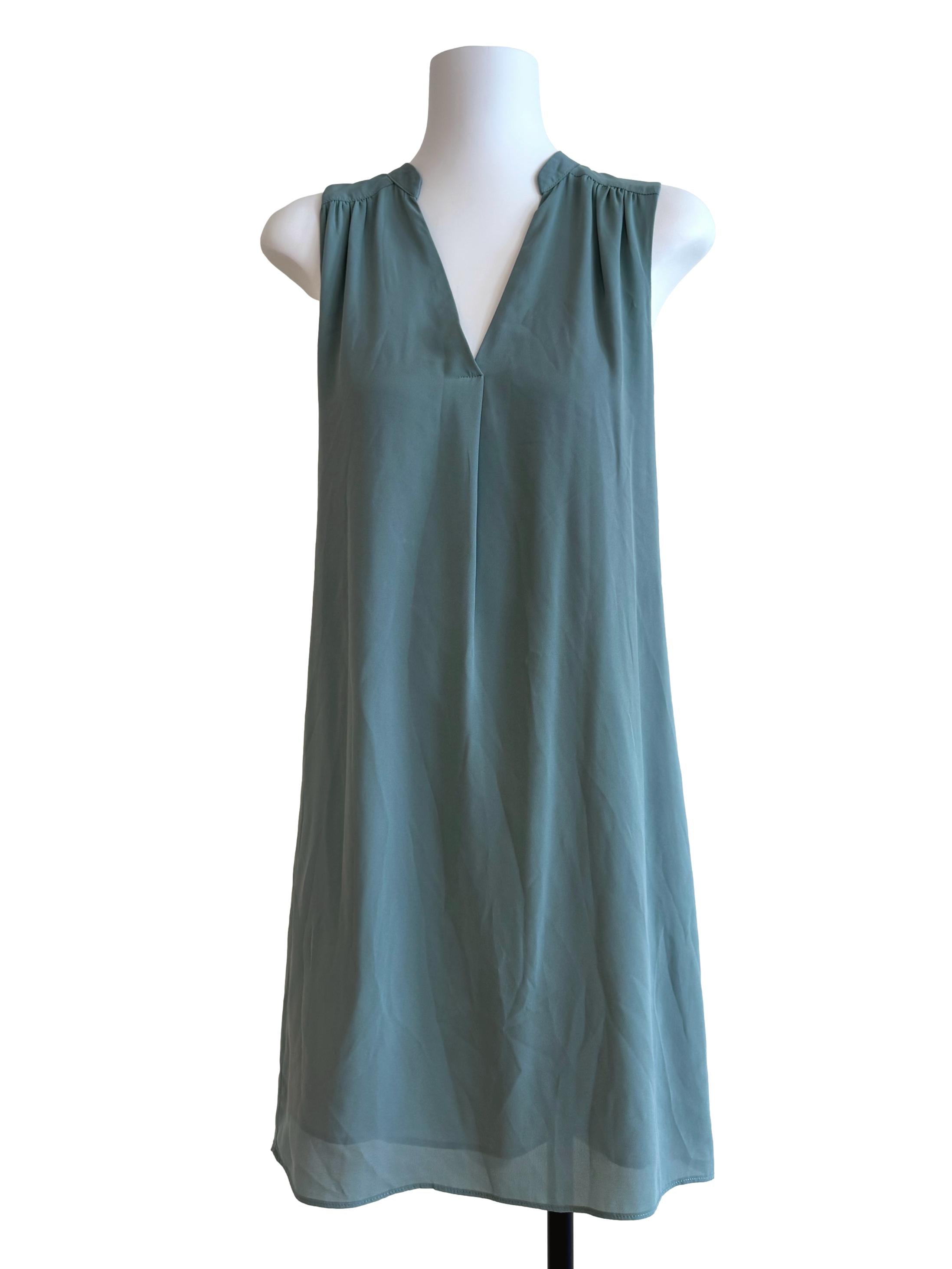 Sage Green V Neck Dress
