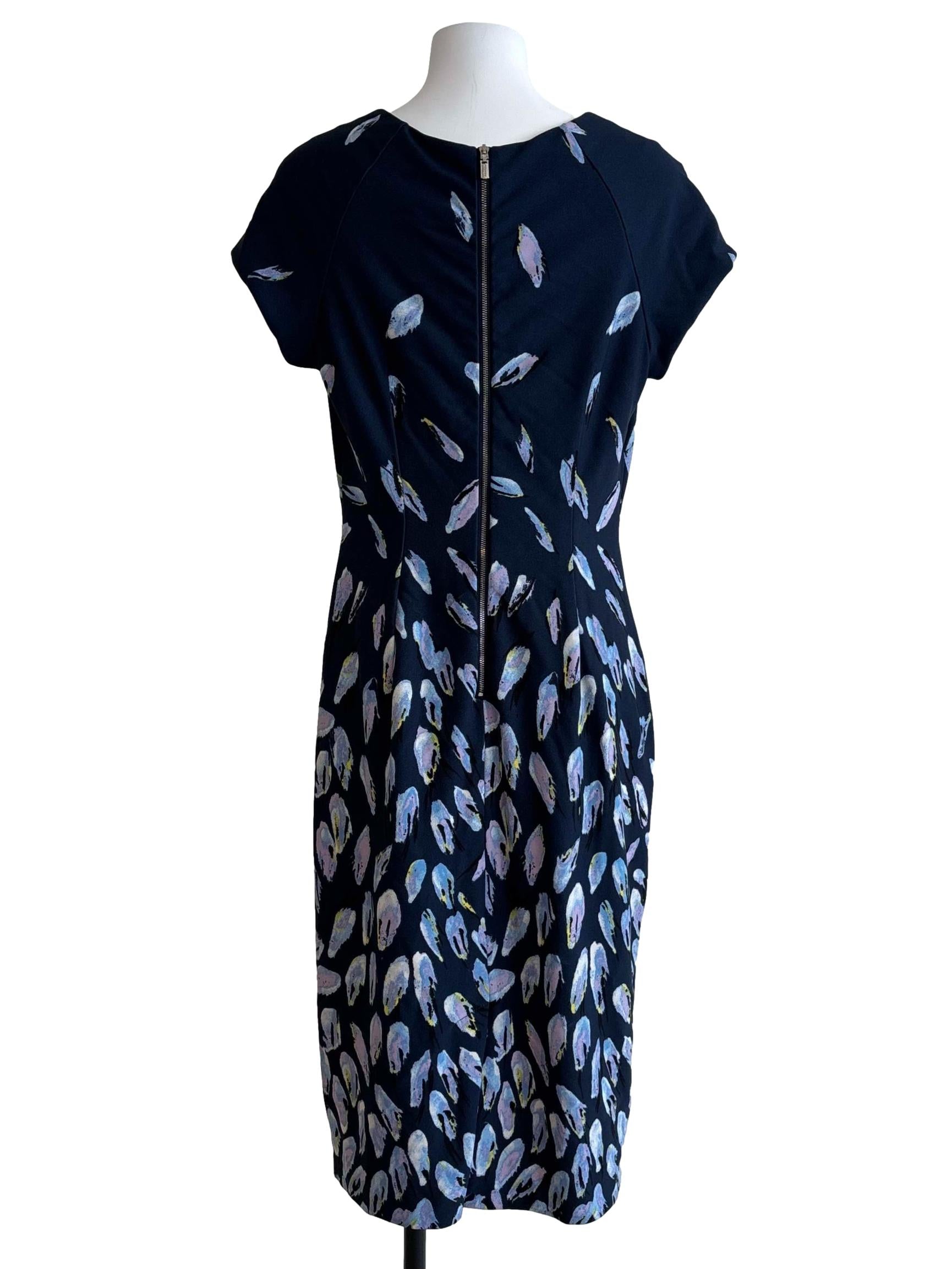 Peacock Blue Feather Pencil Dress