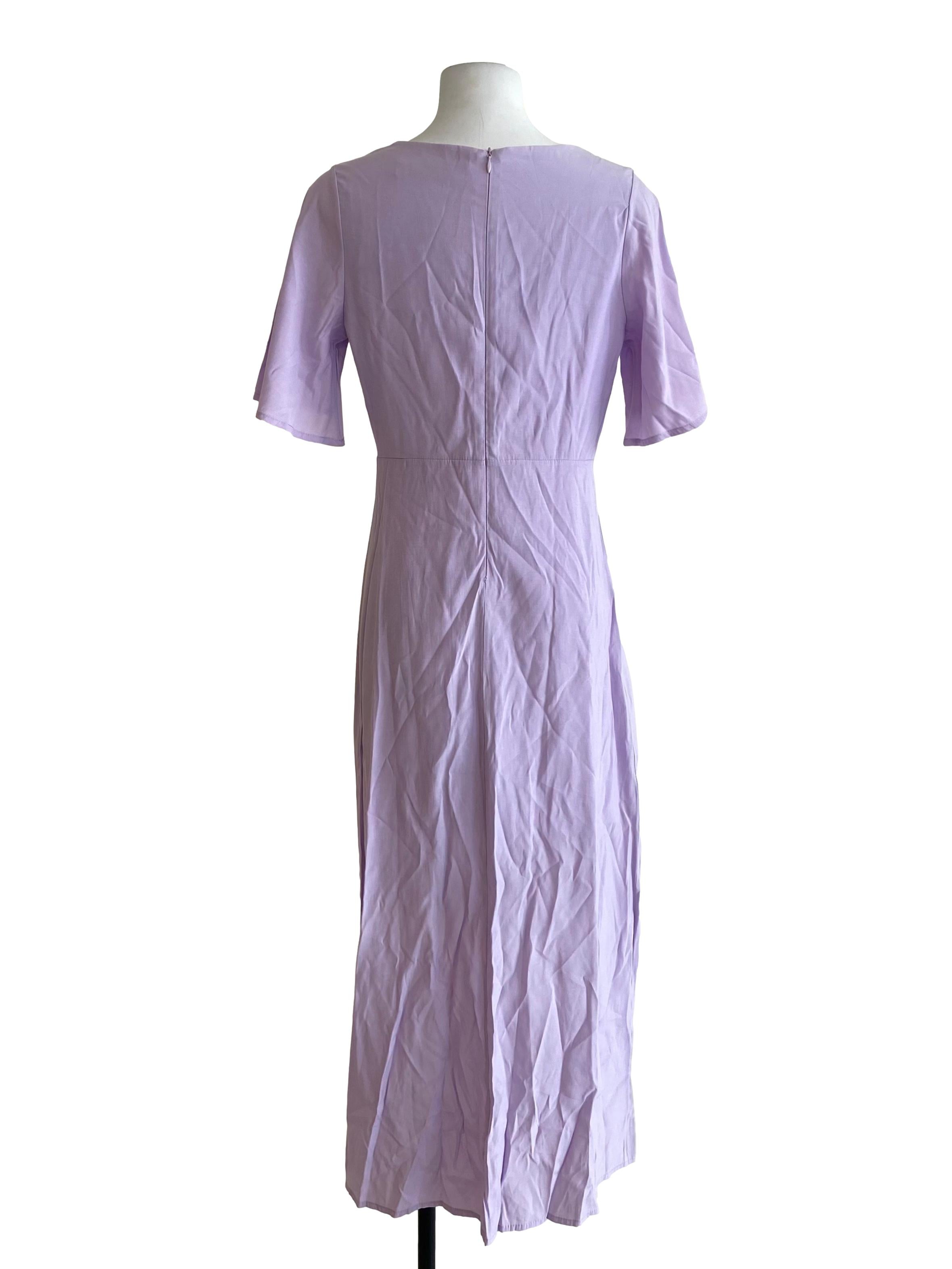 Lavender Purple Plain Drop Waist Dress