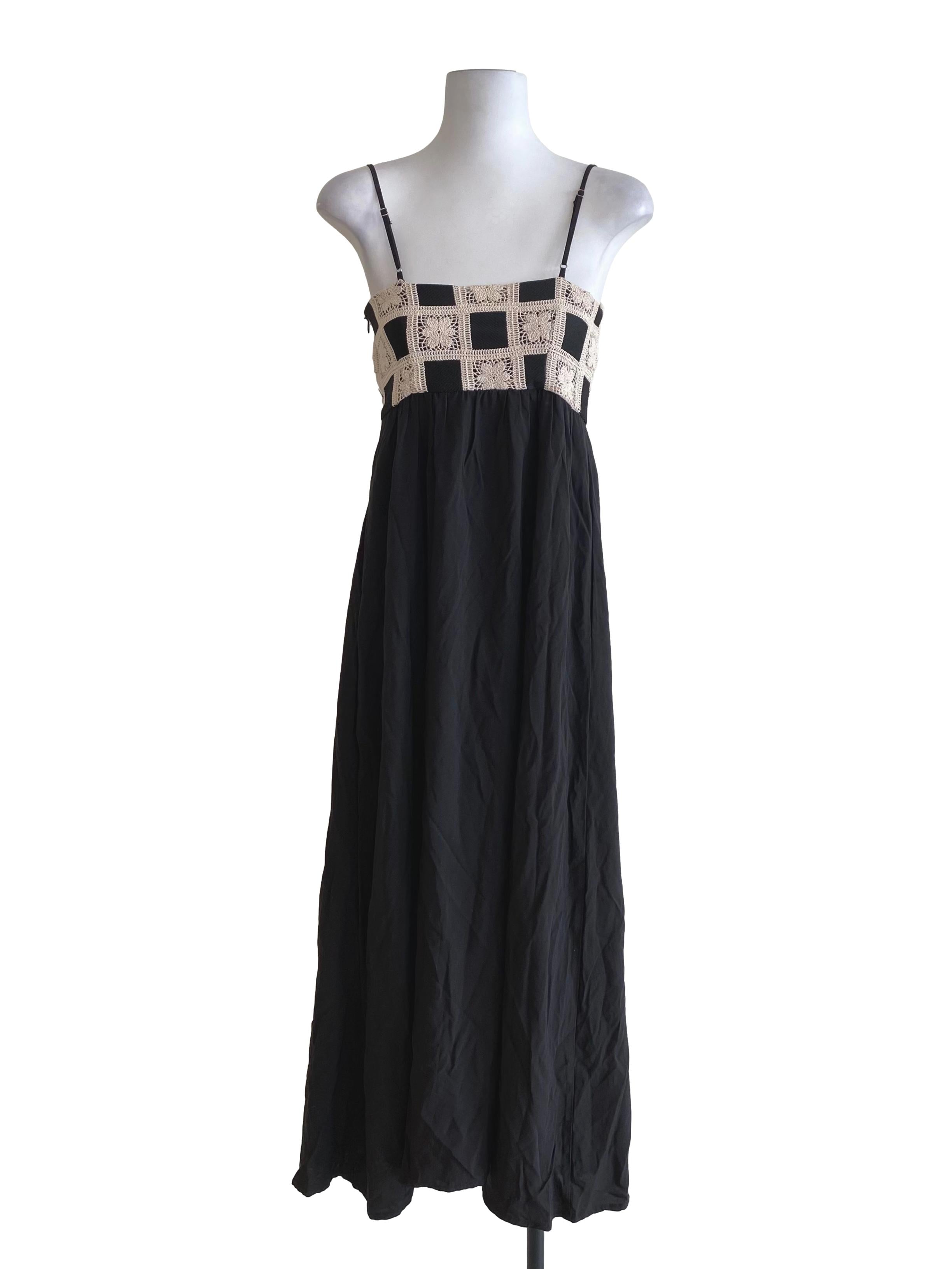 Midnight Black White Lace Top Dress